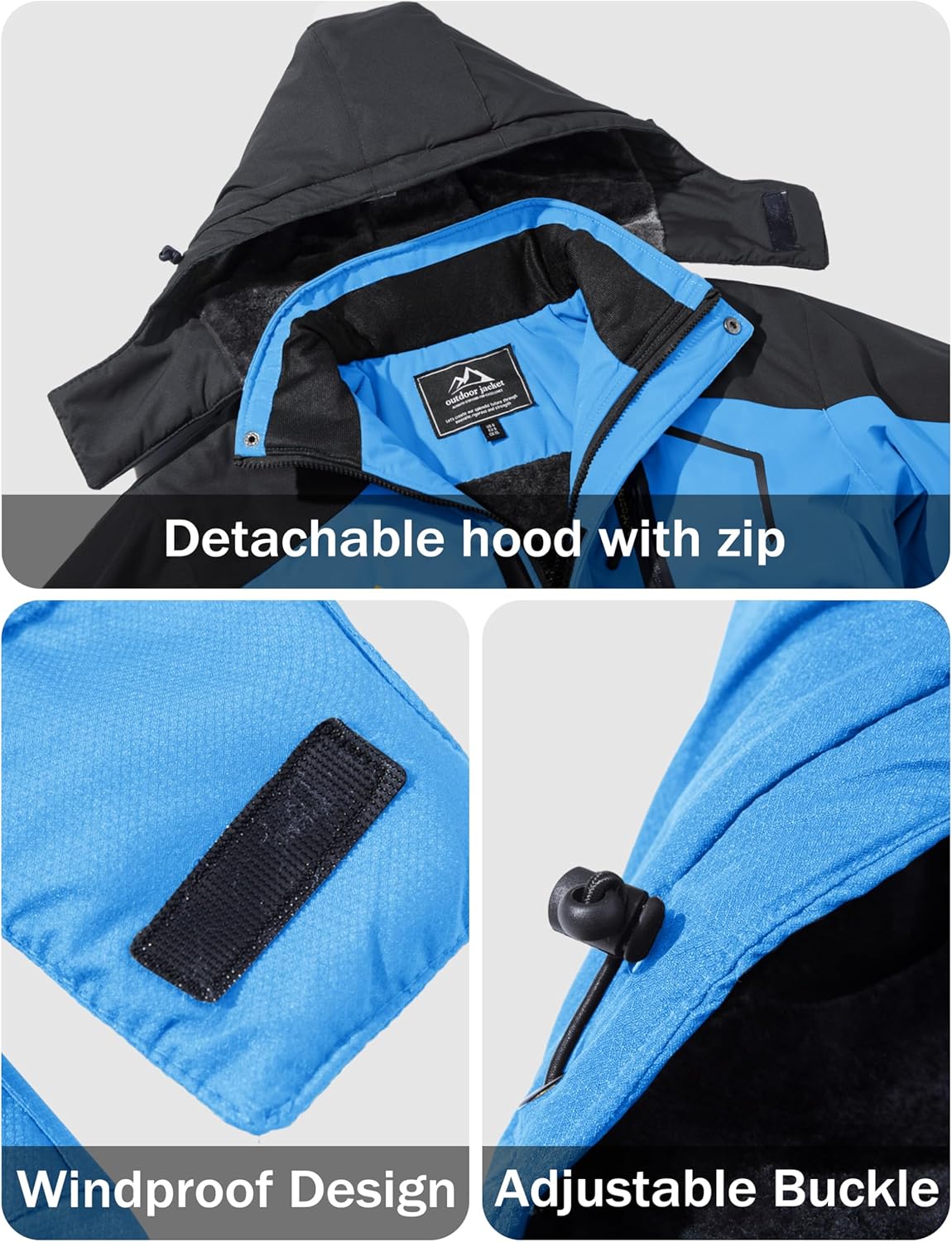 MAGCOMSEN Men's Winter Coats Water Resistant Ski Snow Jacket Warm Fleece Jacket Parka Raincoats With Hood Multi-Pockets - Image 4