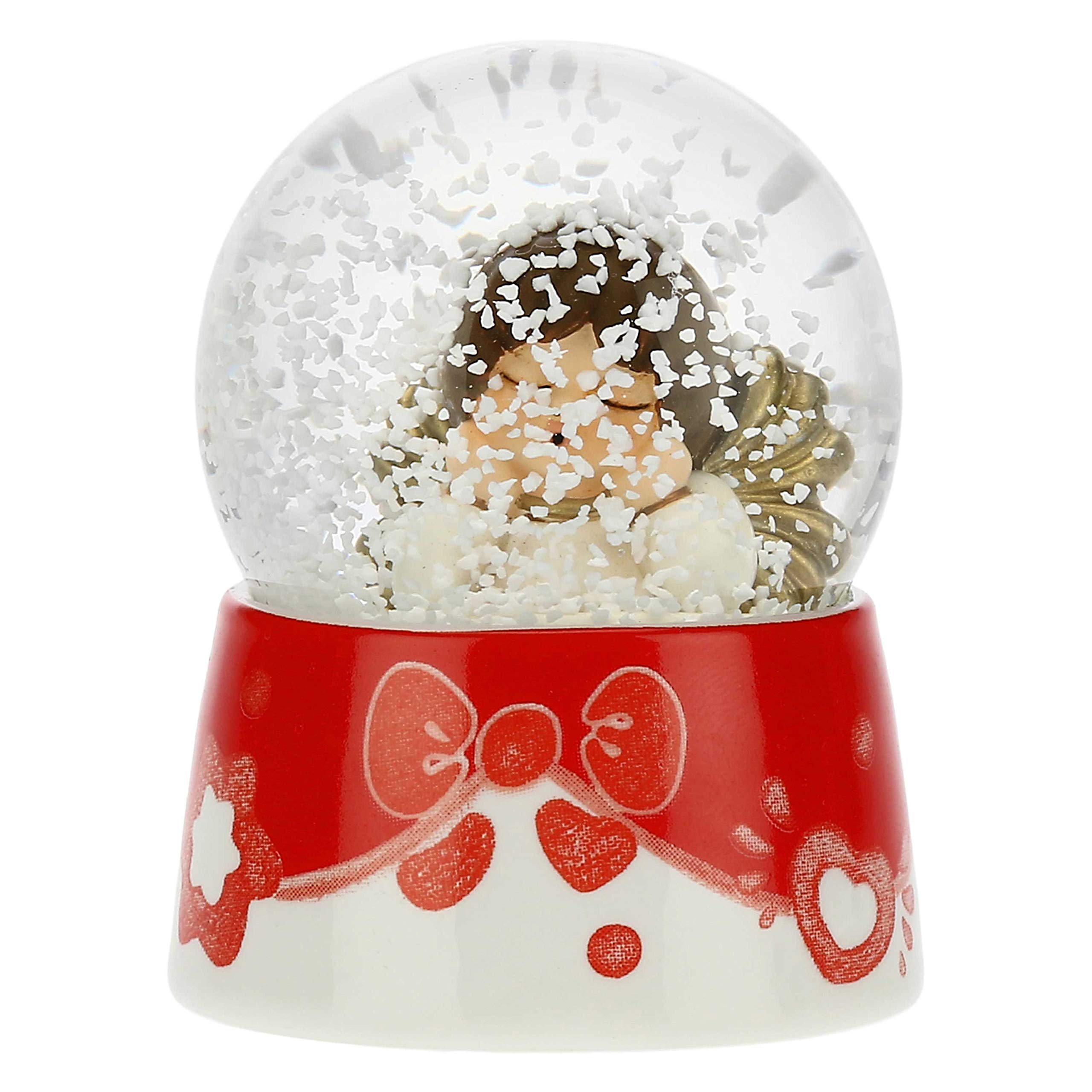 THUN Boule De Neige Angelo Con Vischio In Vetro E Ceramica Palla Di