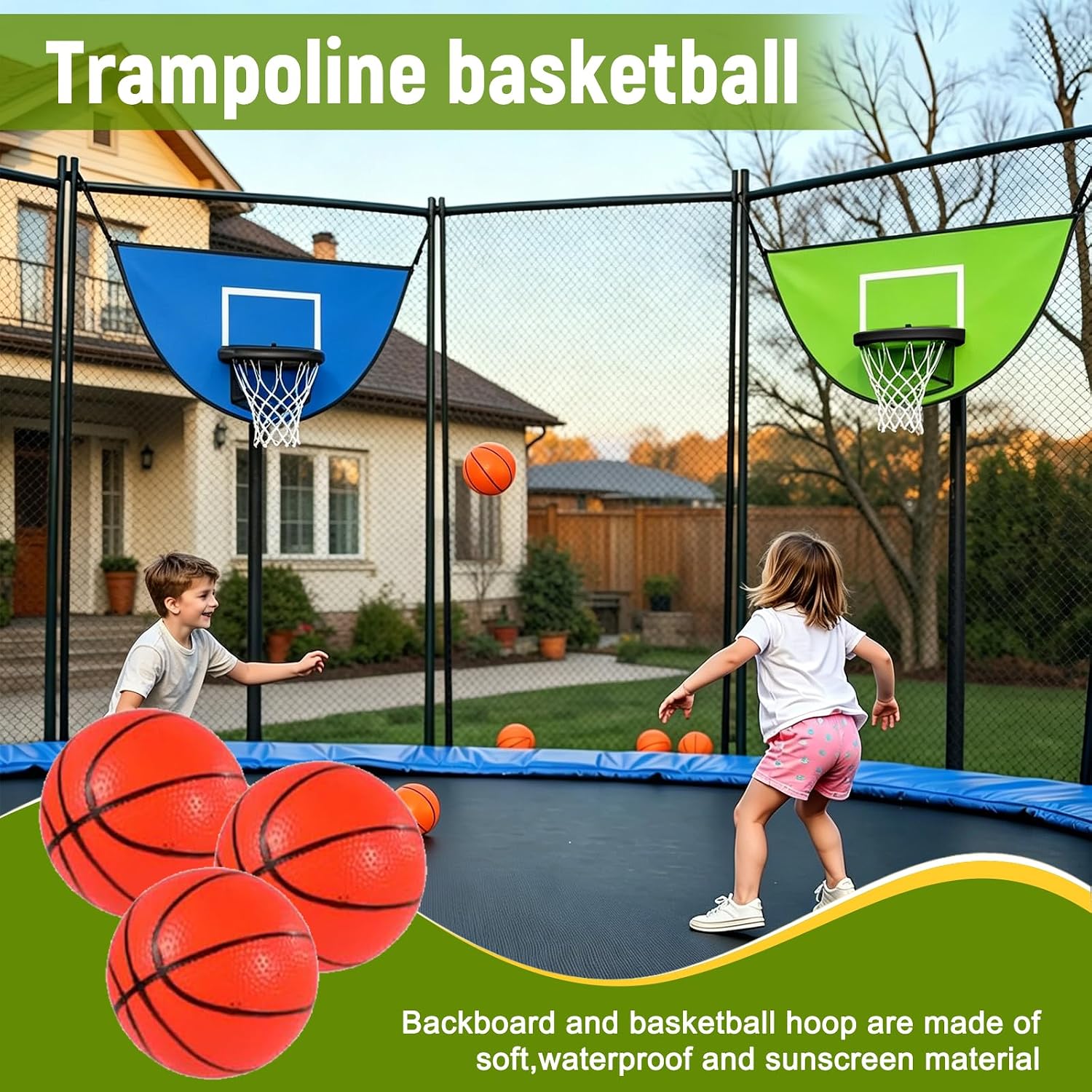 Trampoline Basketball Hoop, with Pump and 4 Mini Balls image 4