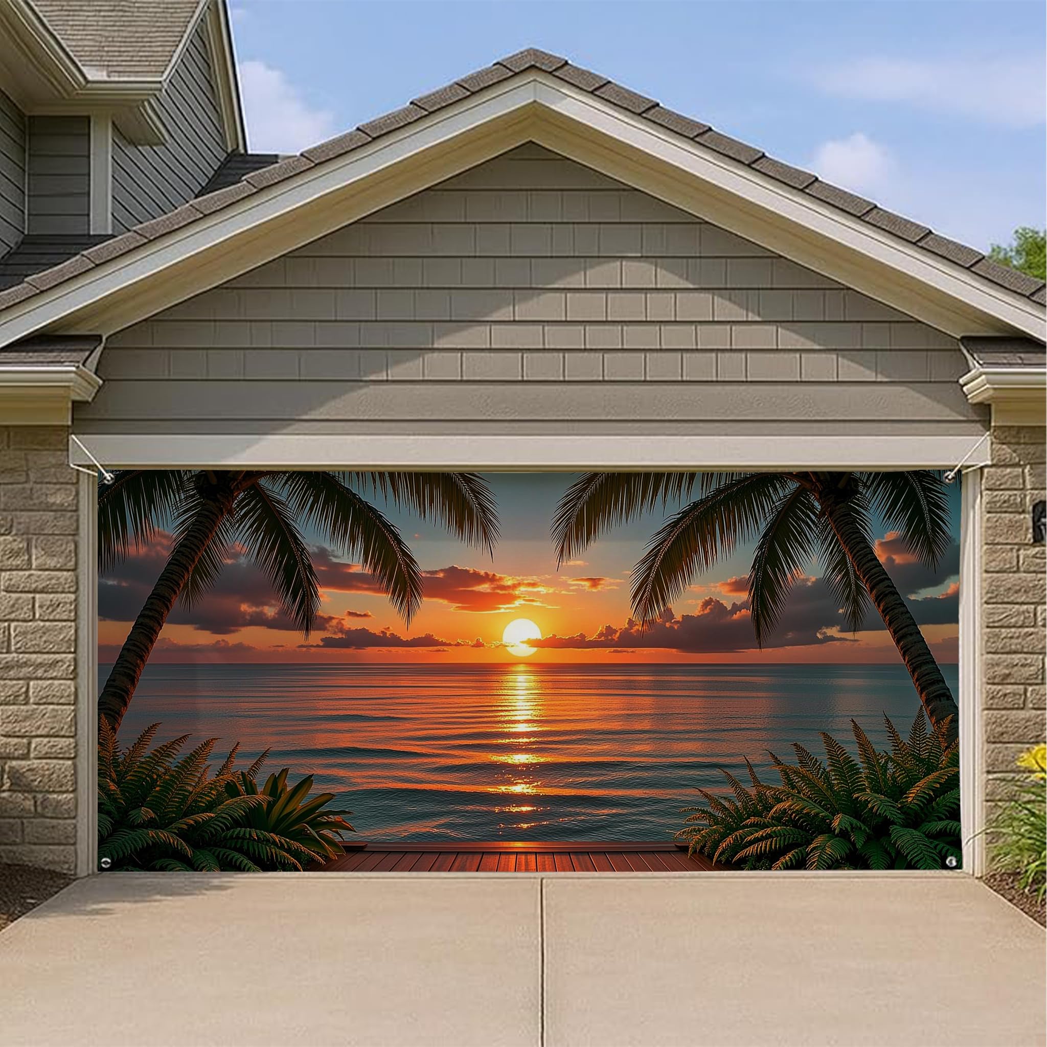 Housse de porte de garage pour fêtes saisonnières et décoration de plage