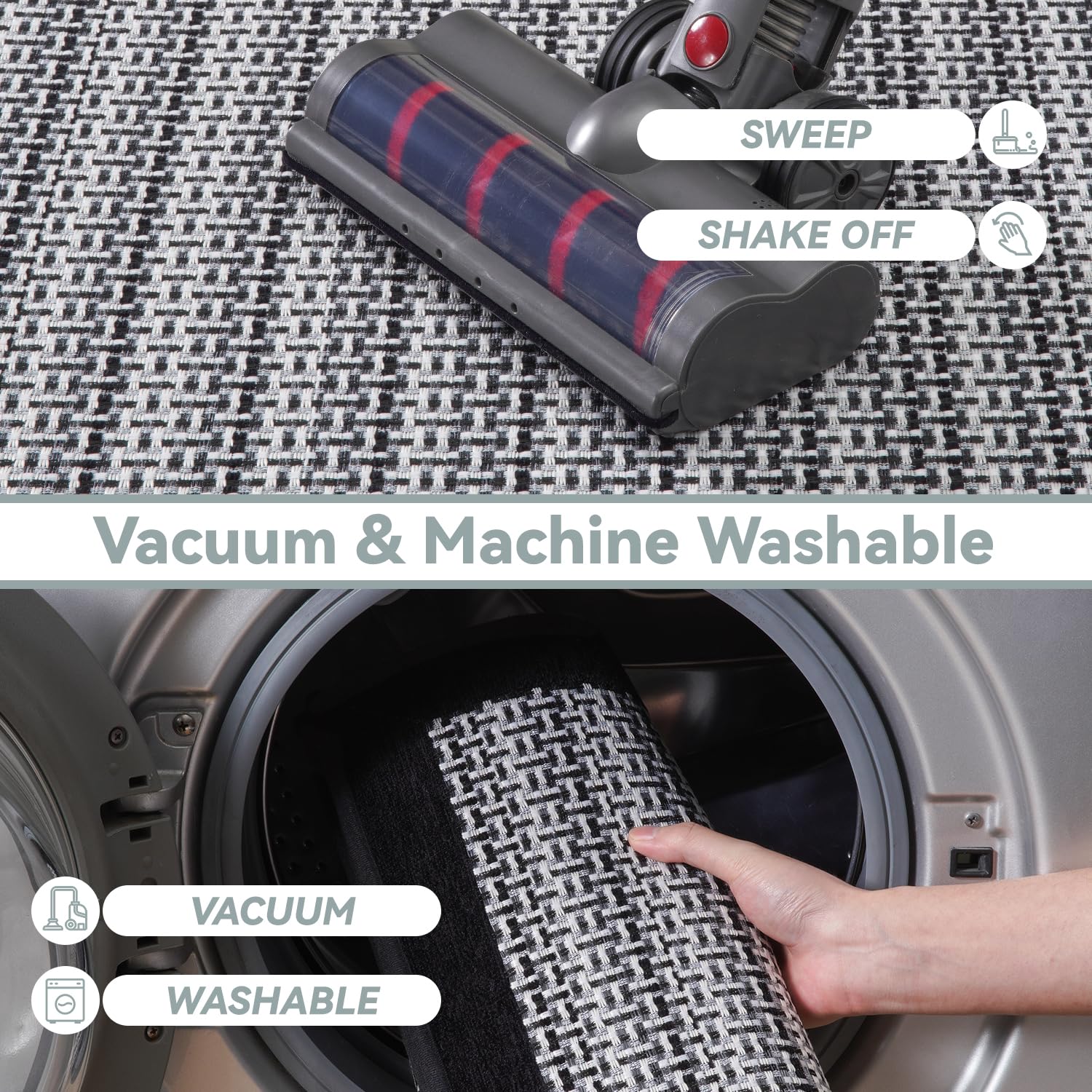 SIXHOME Tapis de Cuisine Antidérapant en Caoutchouc Lavable en Machine Absorbant Noir 50x80+50x150cm