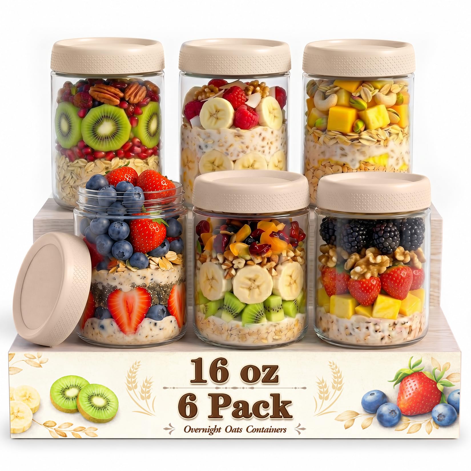 16 oz Overnight Oats Containers with Lids, Yogurt Containers with Lids
