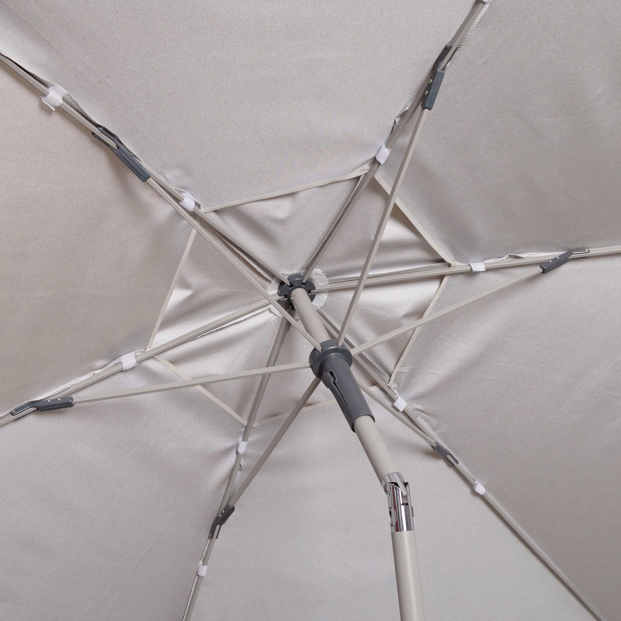 AKTIVE Parasol de Jardin Hexagonal, 220 cm, Couleur Ivoire, Protection UV50, Mât en Acier, Tube Ø28, 32 mm, Cheminée, Inclinaison et Hauteur Réglables, Tissu Polyester, Grands Parasols (62338)