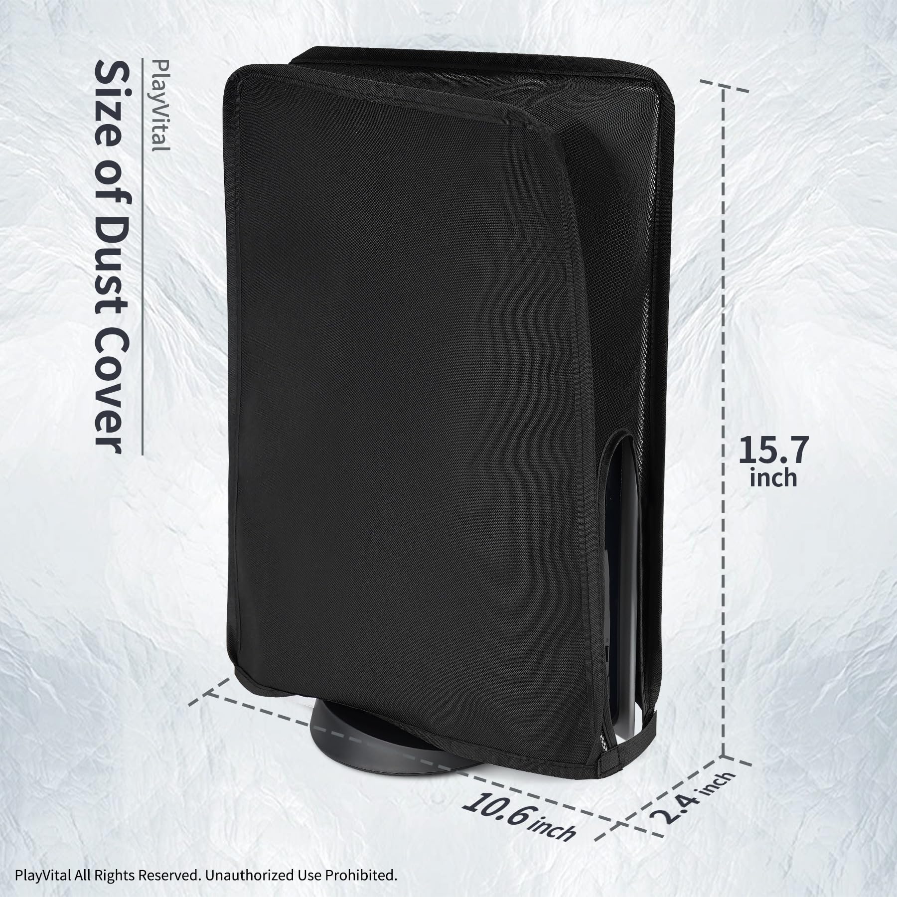PlayVital Nylon Mesh Dust Cover for ps5, Soft Neat Lining Dust Guard for ps5 Console, Anti Scratch Breathable Cover Sleeve for ps5 Console Digital Edition & Disc Edition - Black — view 6