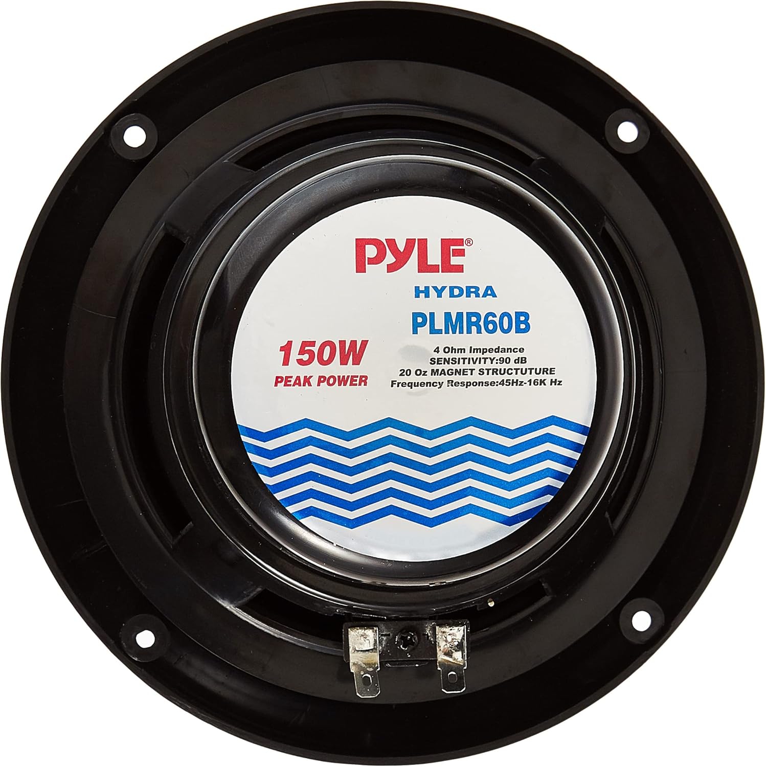 6.5 Inch Dual Marine Speakers - 2 Way Waterproof and Weather Resistant Outdoor Audio Stereo Sound System with 150 Watt Power, Polypropylene Cone and Cloth Surround - 1 Pair - Pyle PLMR60B (Black)