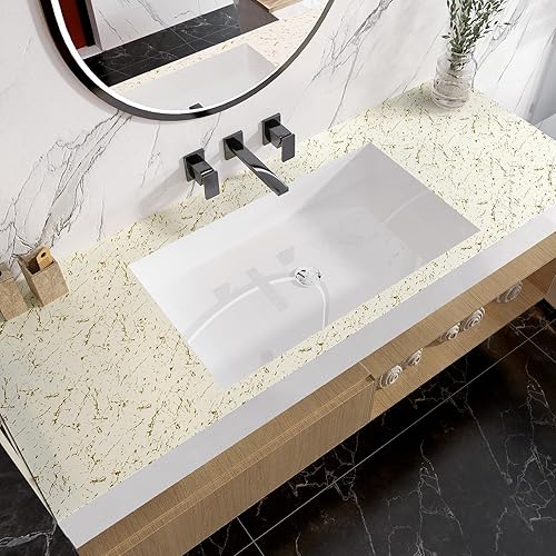 Miniatura 4 de VaryPaper Papel de contacto para encimera de mármol blanco mate y dorado, de 15.7 x 78.7 pulgadas, impermeable, para despegar y pegar, para cocina,