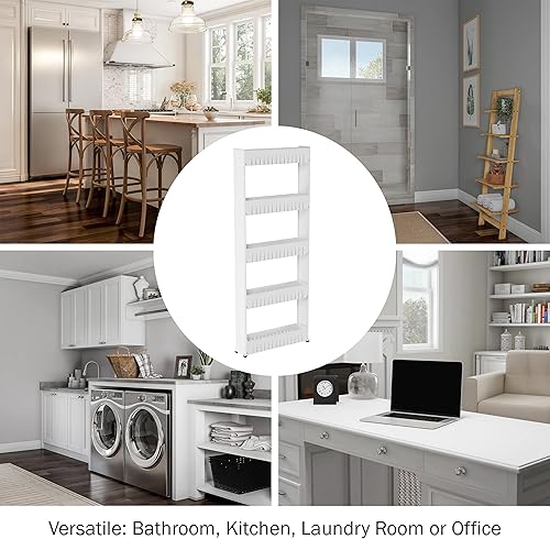 Miniatura 5 de Lavish Home carrito de almacenamiento deslizable de 4 niveles, delgado, con ruedas