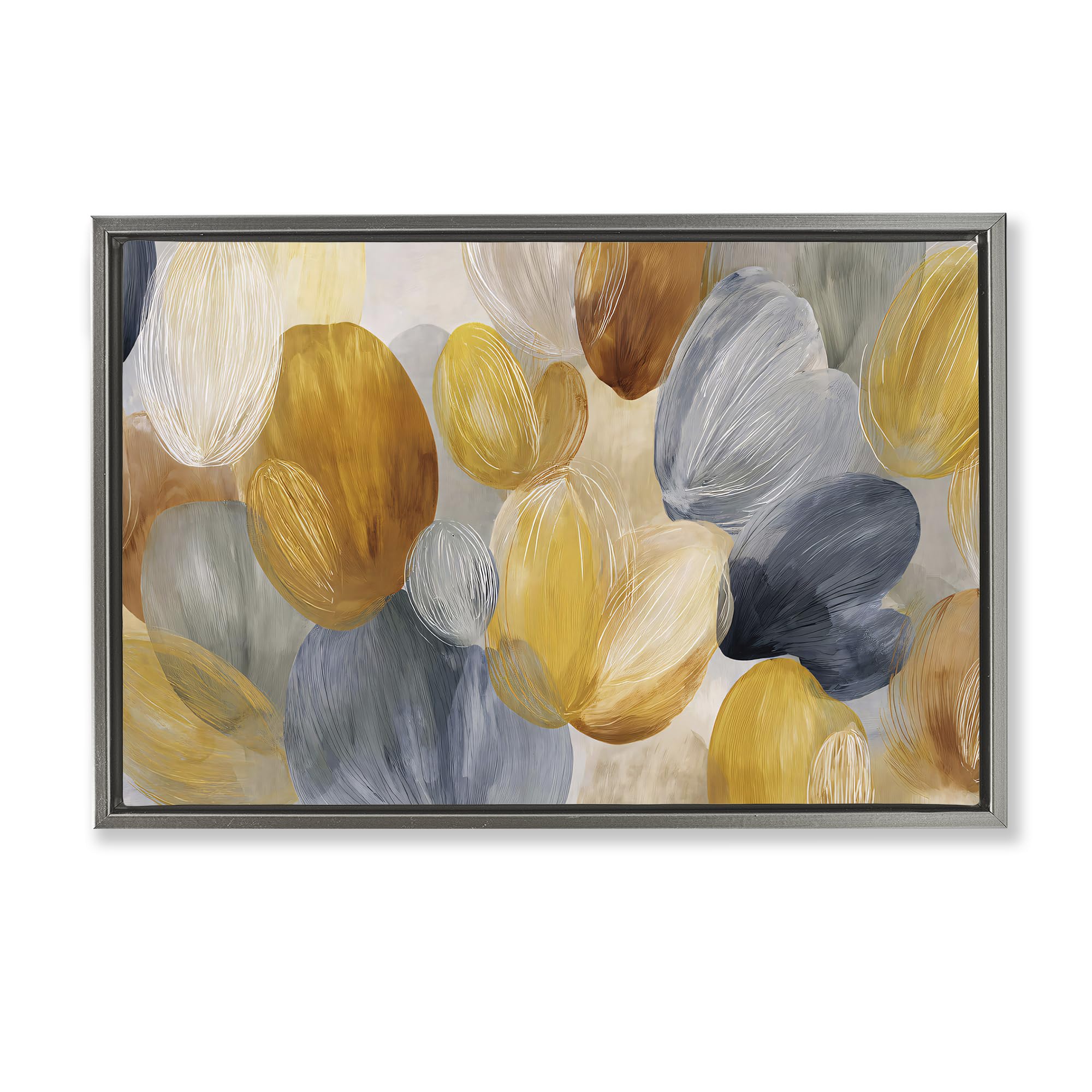 'Warm Oblong Layered Shapes'| Floating Frame Canvas Art