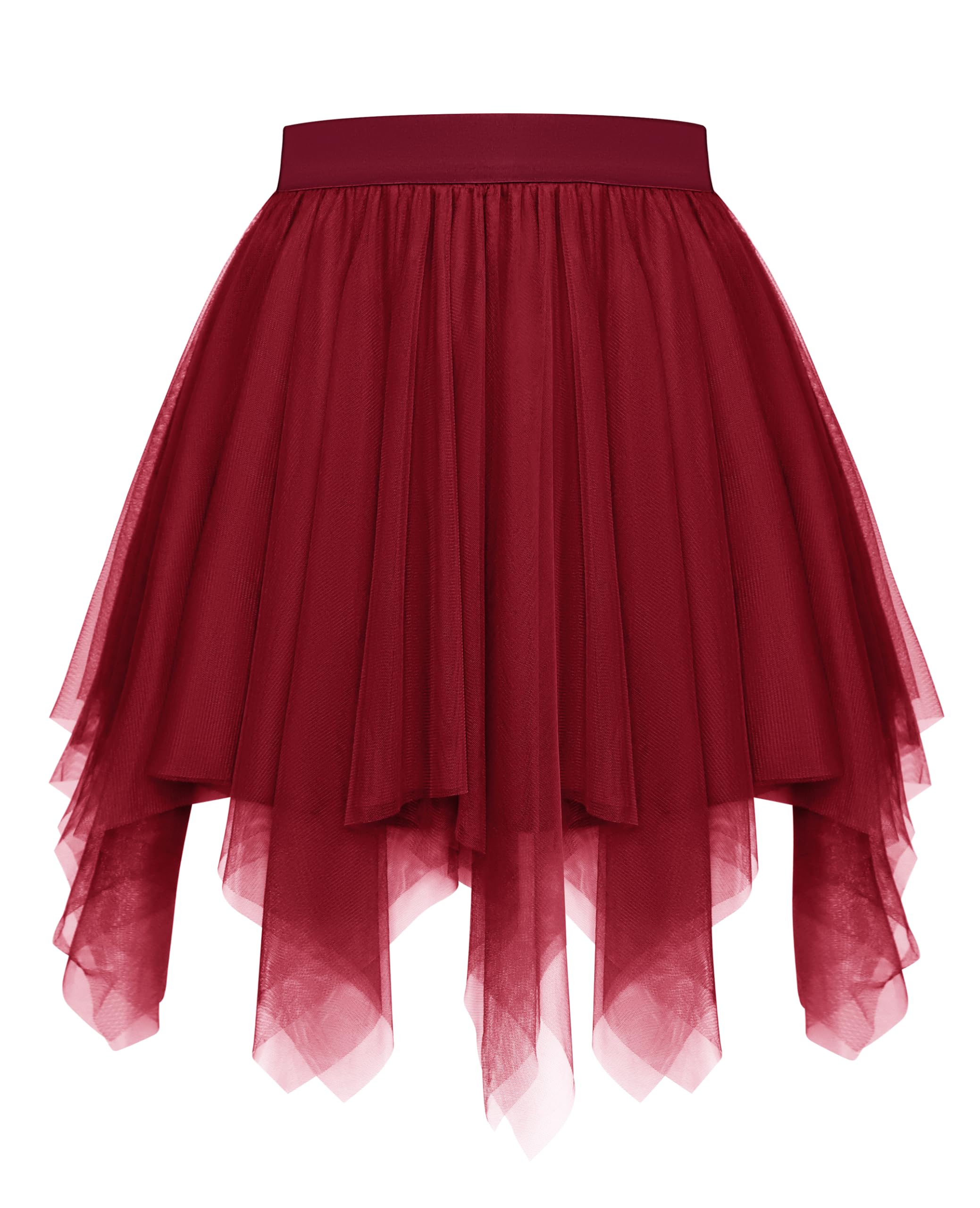 Vlazom Women's Tulle Tutu Skirts A-line Dance Skirts Rockabilly Underskirt Petticoat Music Festivals, Carnivals, Holiday Parade, Halloween Wine Red, L-XL