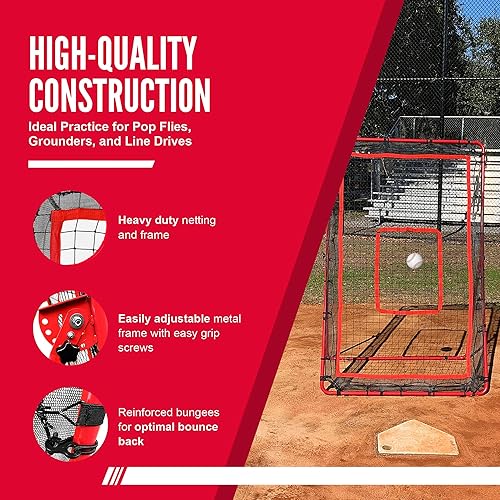 Miniatura 2 de Hit Run Steal Red de retroceso, entrenador de rebote de béisbol y sóftbol para lanzar y lanzar