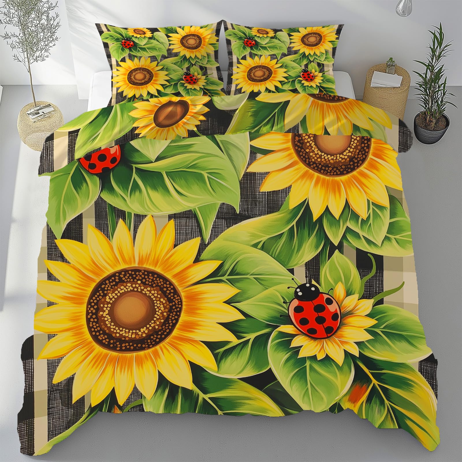 Housse de couette 240x260 tournesol réversible : fini la corvée de repassage quotidien