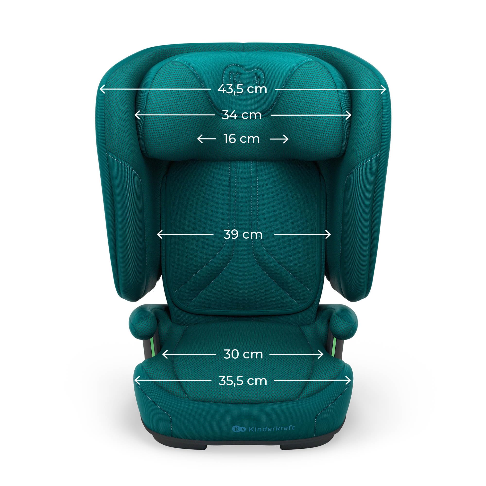 Kinderkraft UNITY 2, Fotelik 100–150 cm dla dzieci 3,5–12 lat, 5-stopniowa regulacja oparcia, Składany, ISOFIX, systemy SPS+ i H-GUARD, Tapicerka AIR FLOW, Łatwe czyszczenie, Zielony