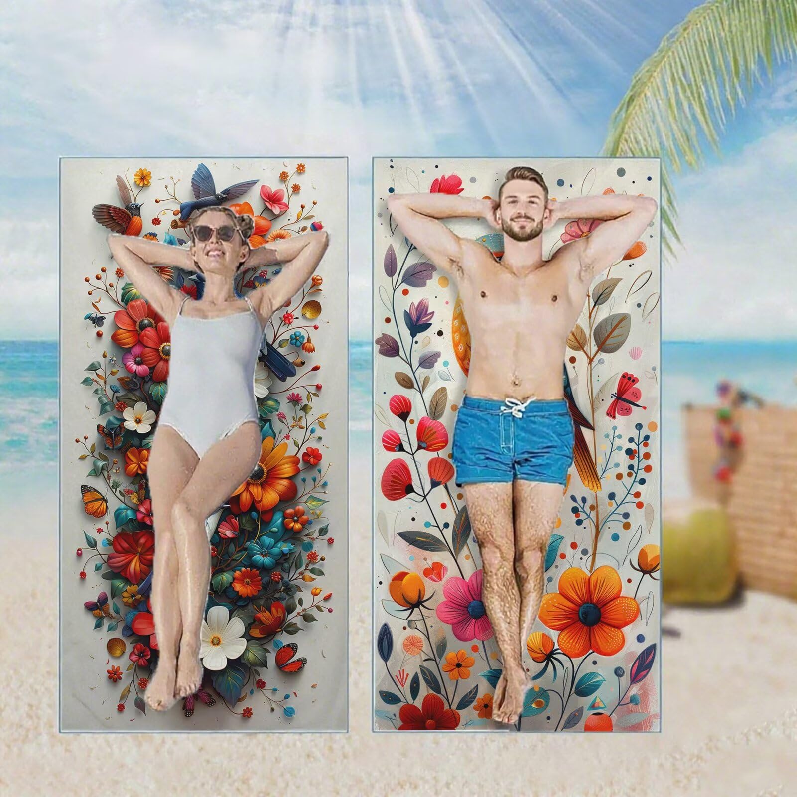 Ręcznik plażowy, ręczniki plażowe z mikrofibry, szybkoschnące lekkie ręczniki podróżne bez piasku, duży ręcznik kąpielowy dla dorosłych 100 x 220 cm, do pływania na basen, jogę, siłownię, kemping