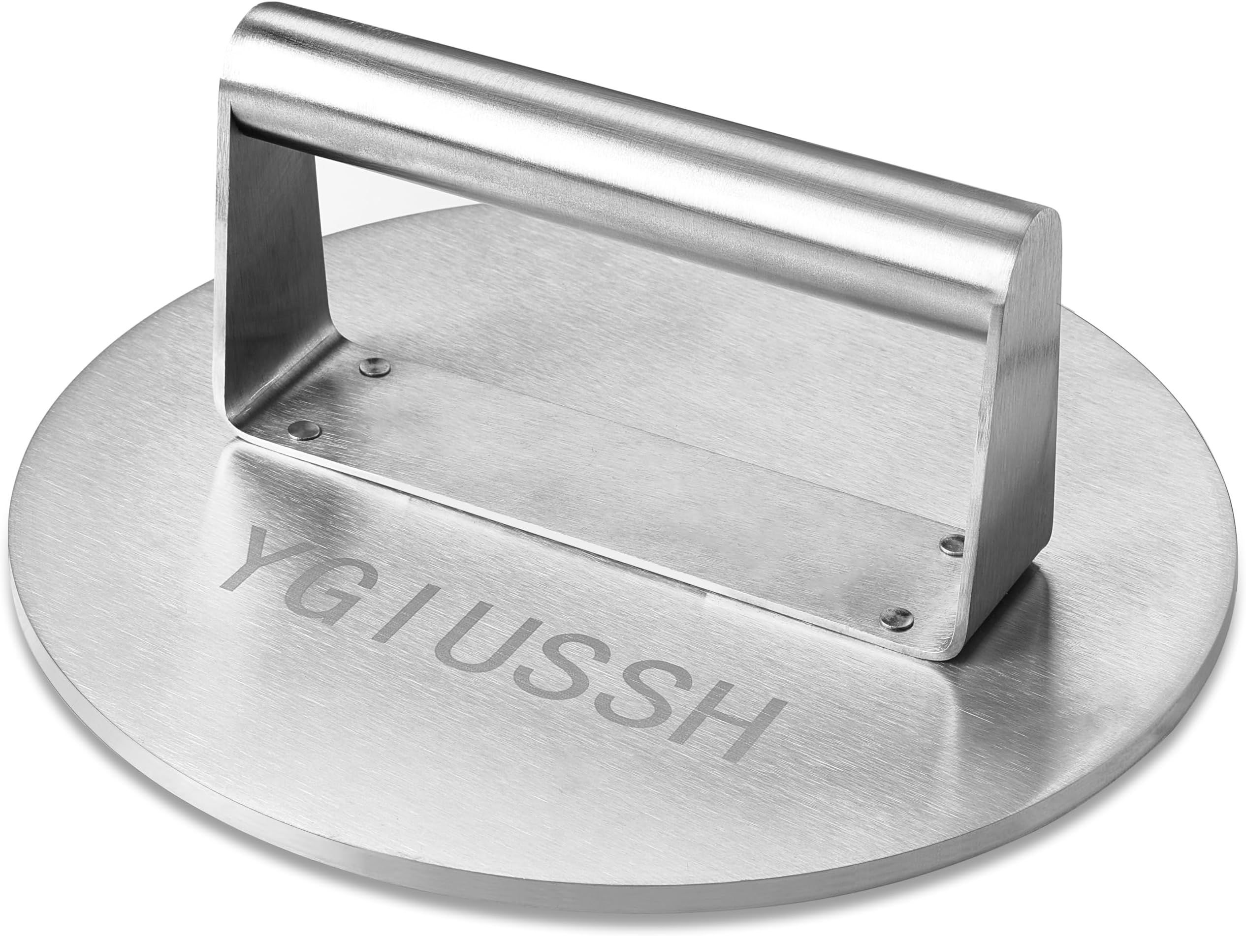 Stainless Steel Bacon Press 8.7 Inch Round Heavy Duty BBQ Press with Heat Resistant Handle Non-Stick Burger Press Weight Burger Grinder Perfect Bacon Steak and Sandwich