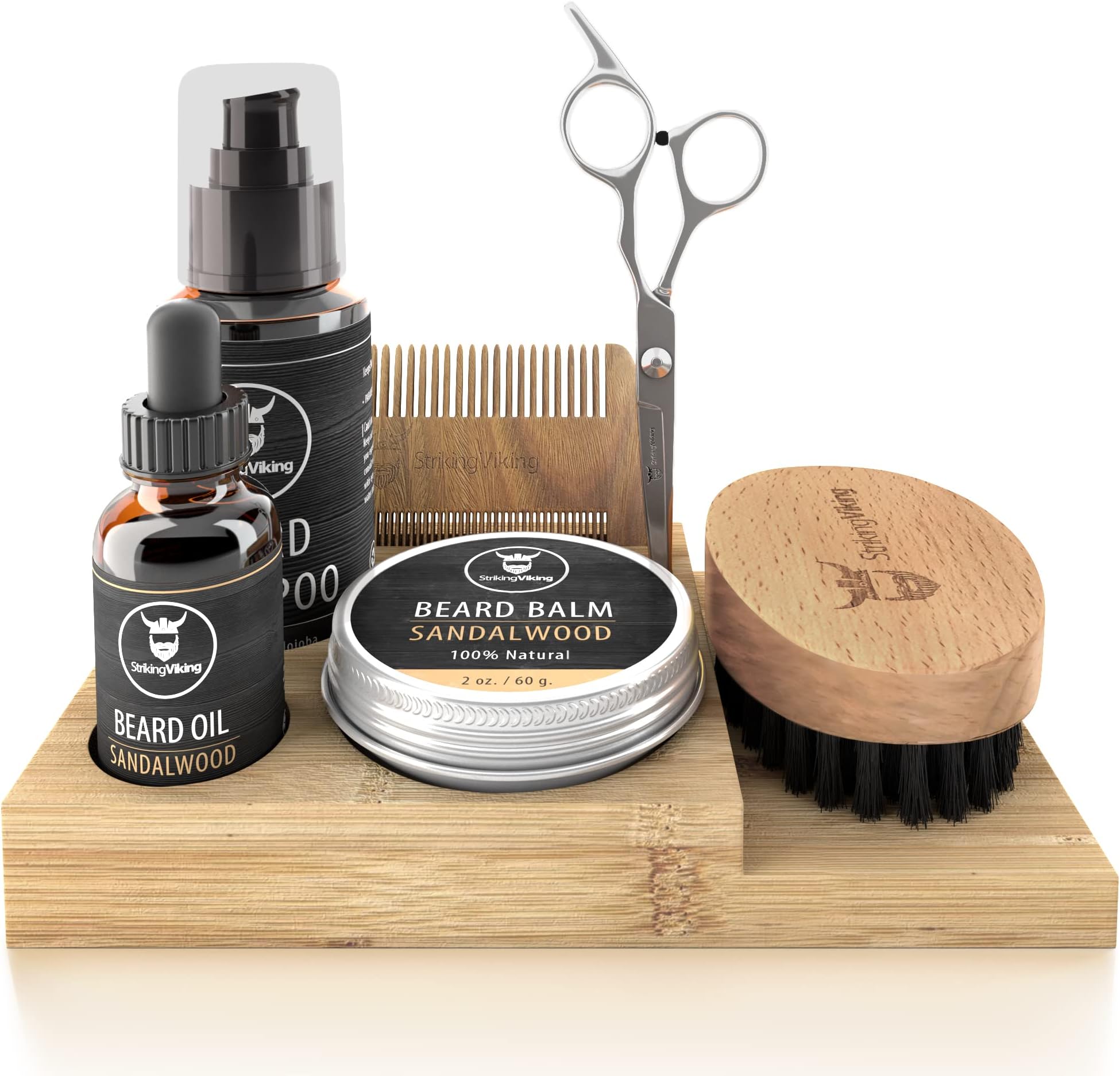 Striking Viking Bamboo Beard Caddy for Men - 7.3 in x 4.5 in x 1 in - Portable Grooming Caddy Organizer for Beard Balm & Oil Products