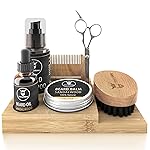 Striking Viking Beard Growth Kit - 7-Piece Set, Sandalwood Scent & Caddy - Oil & Balm with Beard Brush, Dual-Sided Comb & Scissors plus Mustache Comb for Grooming & Styling