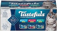 Blue Buffalo Tastefuls Flaked Wet Cat Food Variety Pack - Natural Tuna, Chicken, Fish & Shrimp, 12x 3oz Cans (4.3/5 Stars)