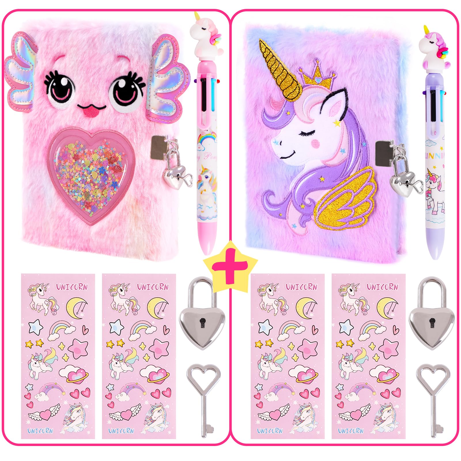 Amazon.com: PrinBarBee Axolotl and Unicorn Diary for Girls with