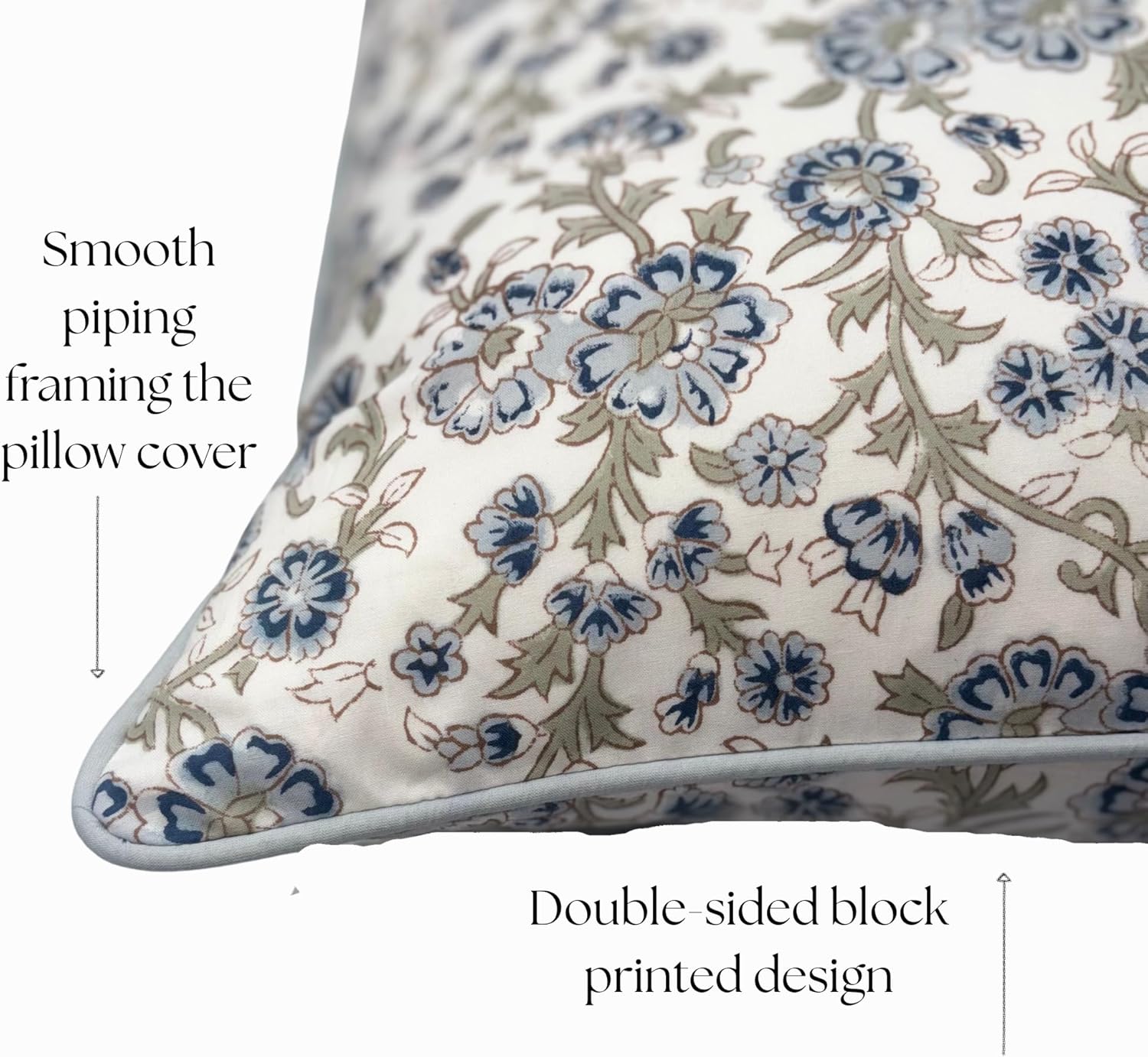 Floral Pillow Covers Blue Set of 2 Pillow Covers 18x18 inches Farmhouse Style Pillow Covers for Couch Bed Bedroom Living Throw Pillow Covers Boho Decorative Pillow Home Decor for Spring