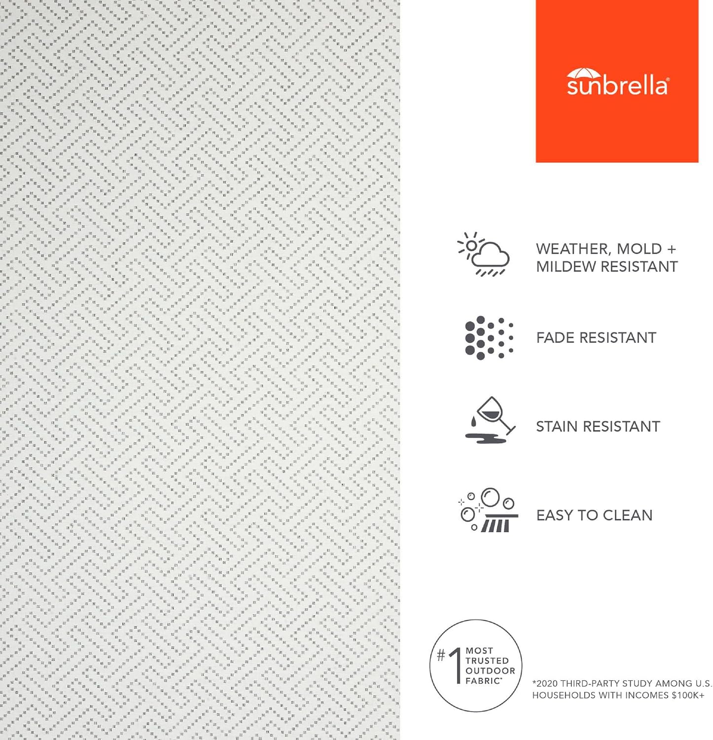 Sunbrella Outdoor Fabric by The Yard | Crete Cloud (Geometric) | Official Sunbrella Seller | Indoor or Outdoor Upholstery Fabric for Chairs, Cushions, Drapery, Pillows, Furniture