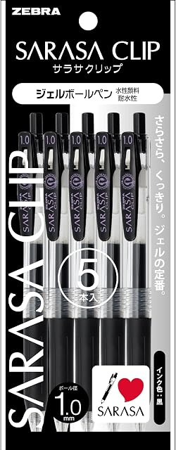 ZEBRA Sarasa klips 1,0 mm czarny P-JJE15-BK5 (opakowanie 5 długopisów)