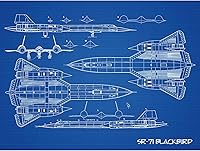 Vista 1 de Artery8 SR-71 Blackbird Habu US Aircraft Spy Plane Blueprint Plan Extra Grande XL Wall Art Poster Print