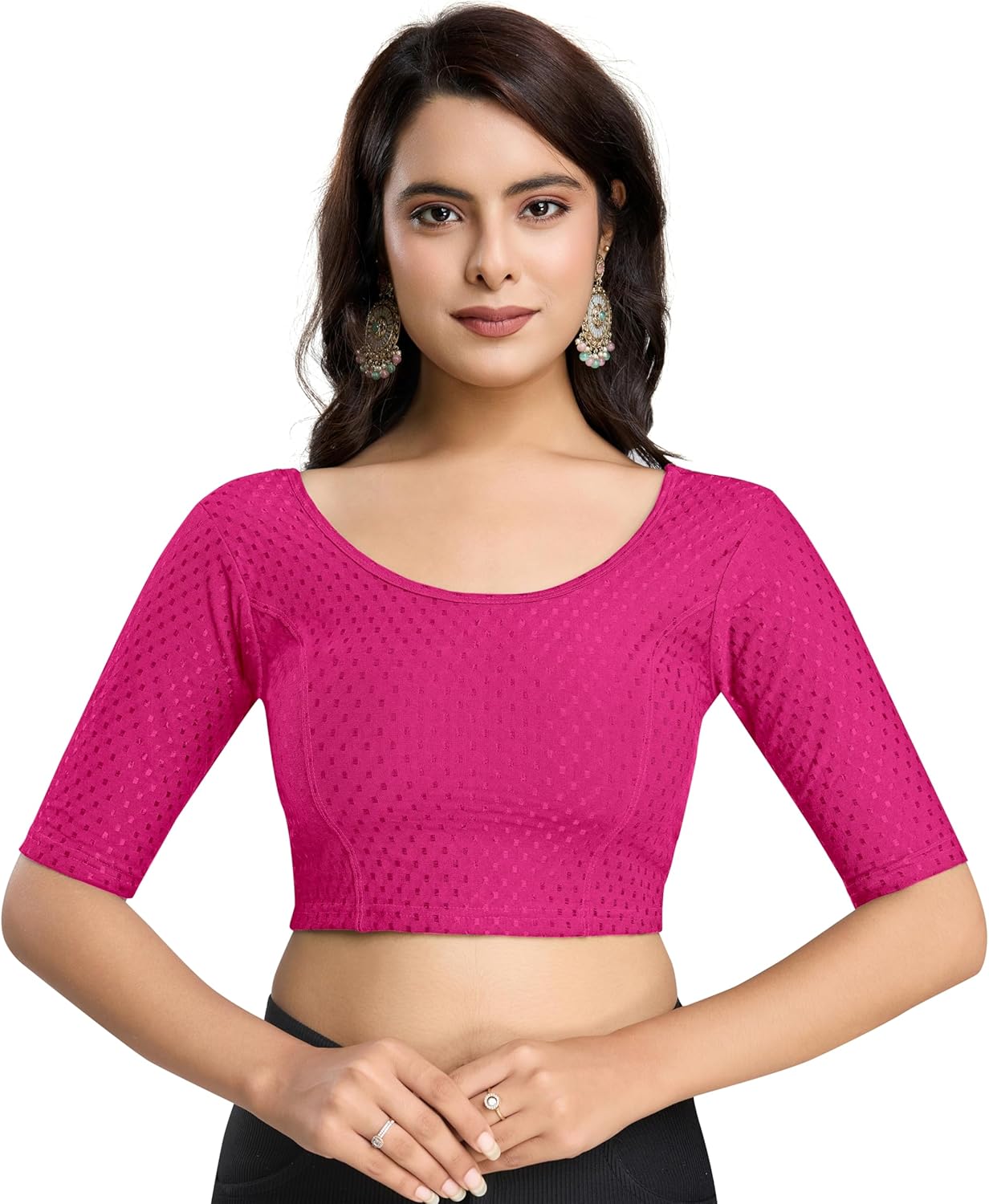 Camicetta Donna In Cotone Dobby Elasticizzato - Pronta Da Indossare, Maniche A Gomito - Foto 4