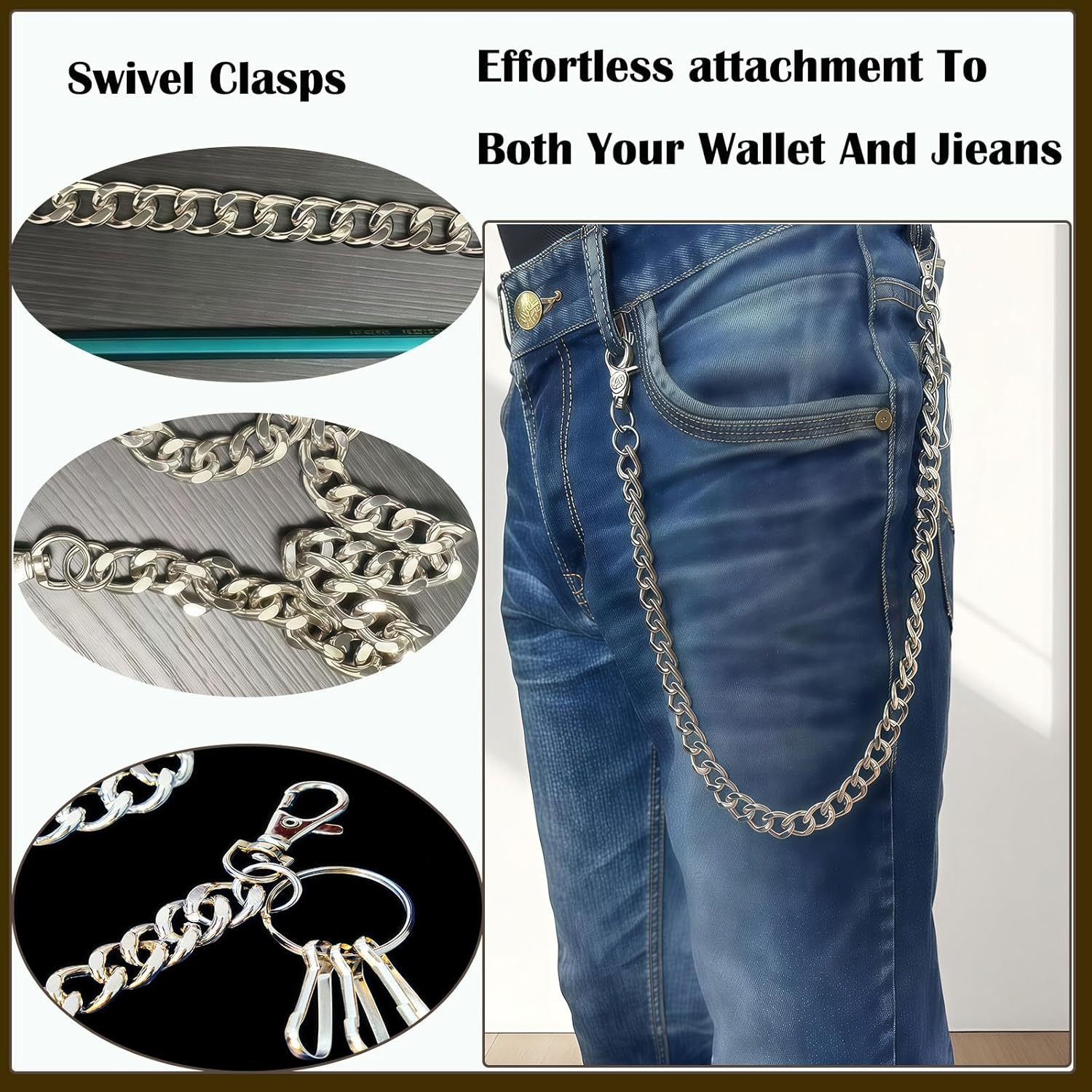 Wallet Chain, Heavy Duty Pant Chain, Jeans Chains Trend Fashion Keychain, Waist Chain Belt for Men Women Boy Girl - Image 6