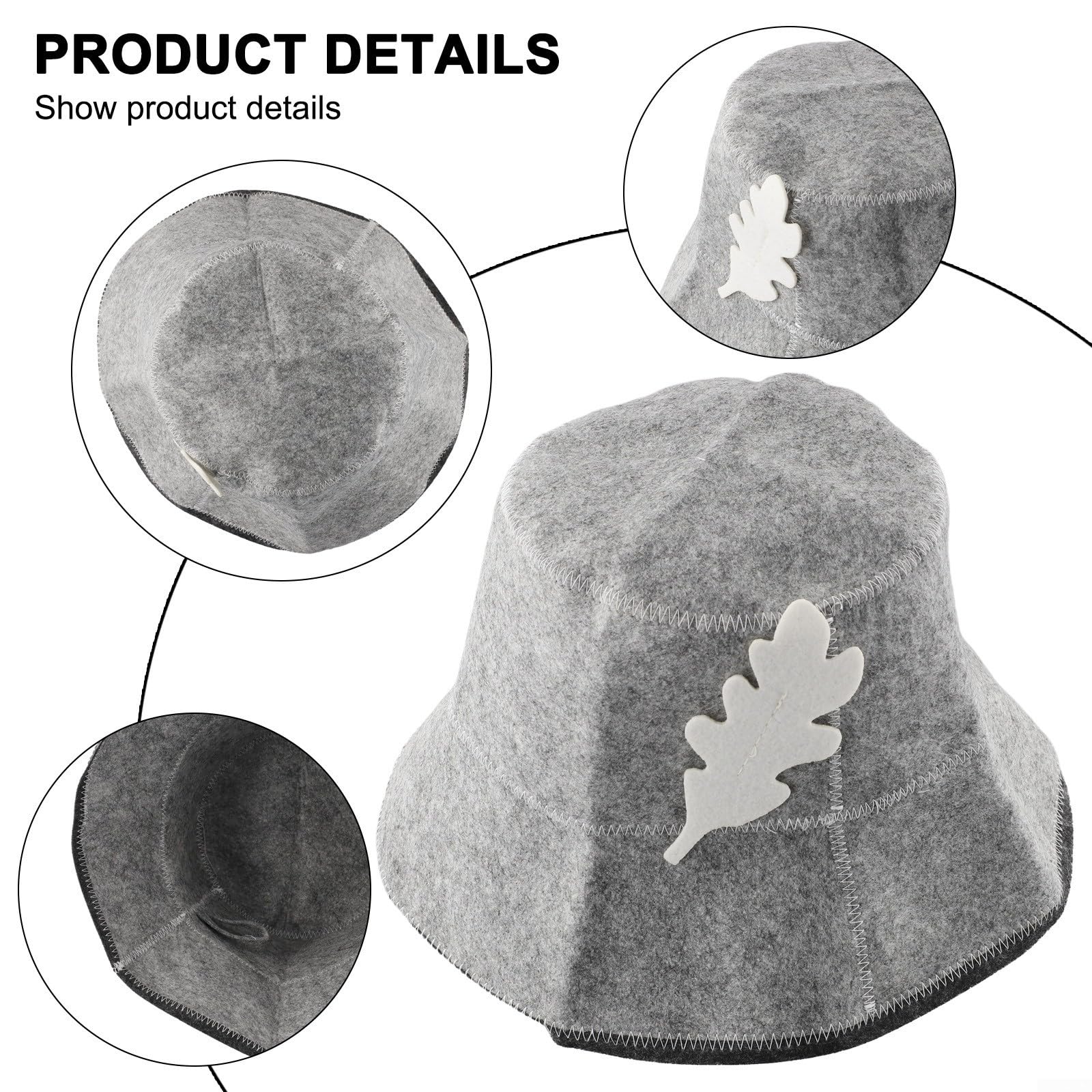 Gorro de sauna unisex de fieltro de pescador con aislamiento y absorción de agua, adecuado para baño, casa y sauna (gris)