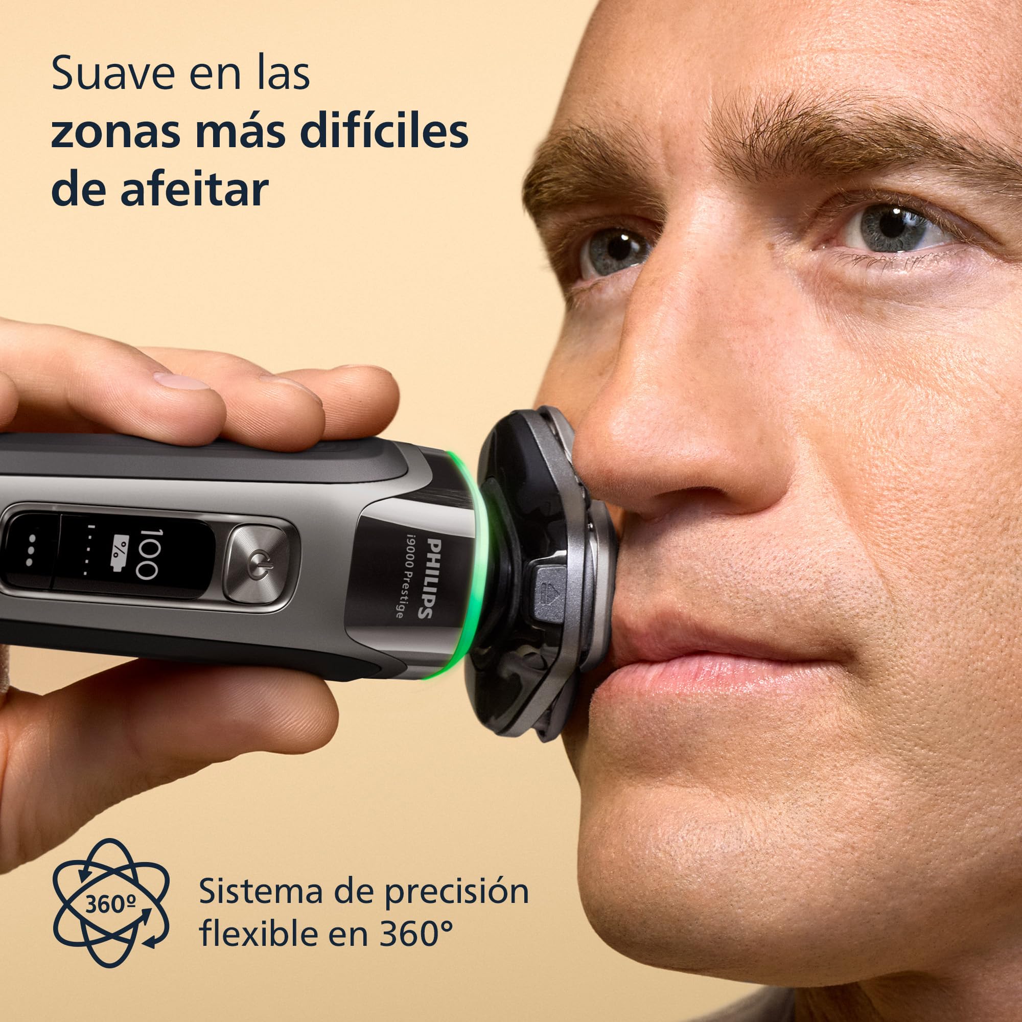 Philips i9000 Prestige, Afeitadora Eléctrica Hombre, Máquina de Afeitar Barba en Seco y Mojado, Tecnología SkinIQ, Base de Carga, Recargable, Estuche, Centro de limpieza, Recortador, XP9202/33
