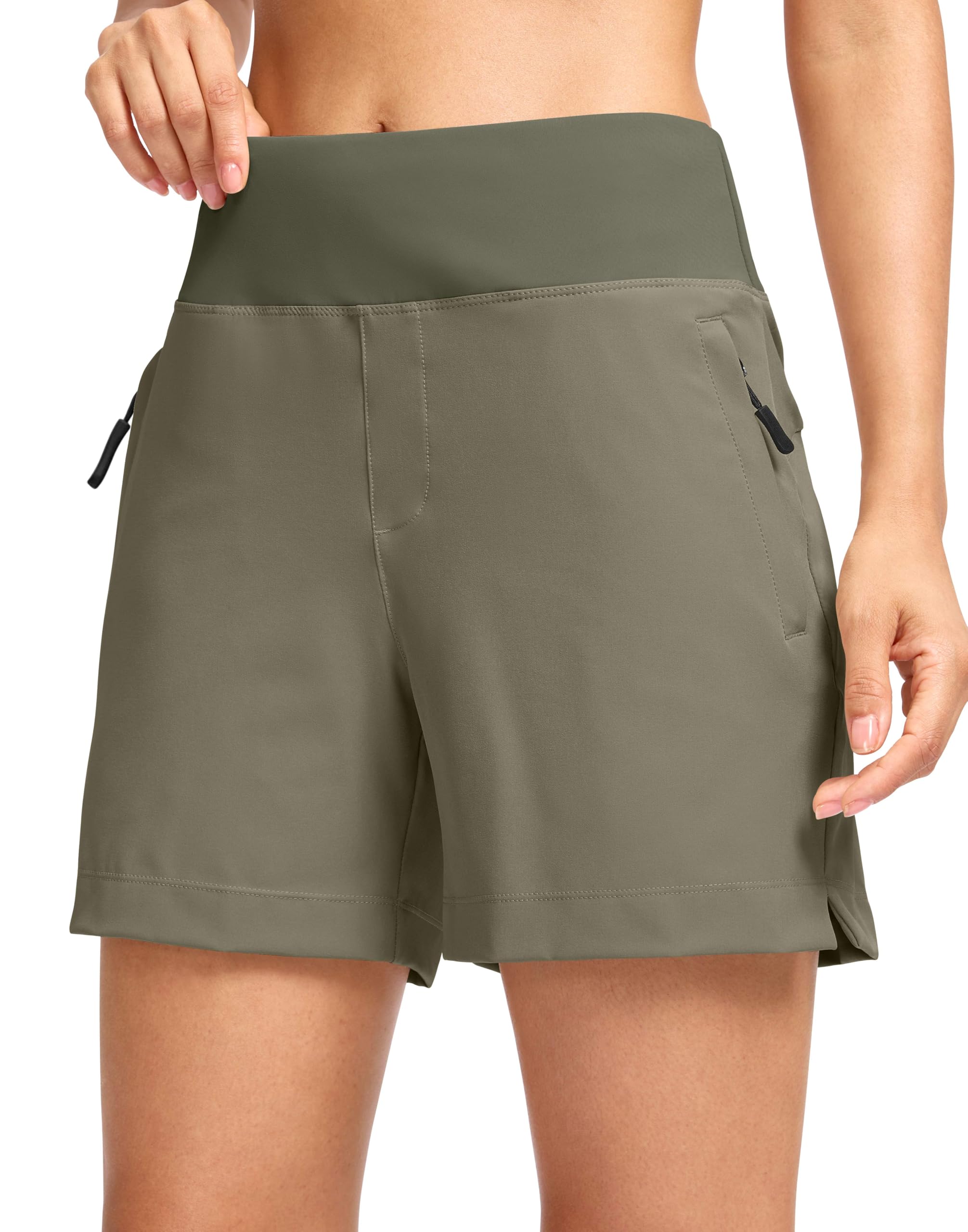 SANTINY Women's 5''/7'' Hiking Golf Shorts with 3 Zipper Pockets