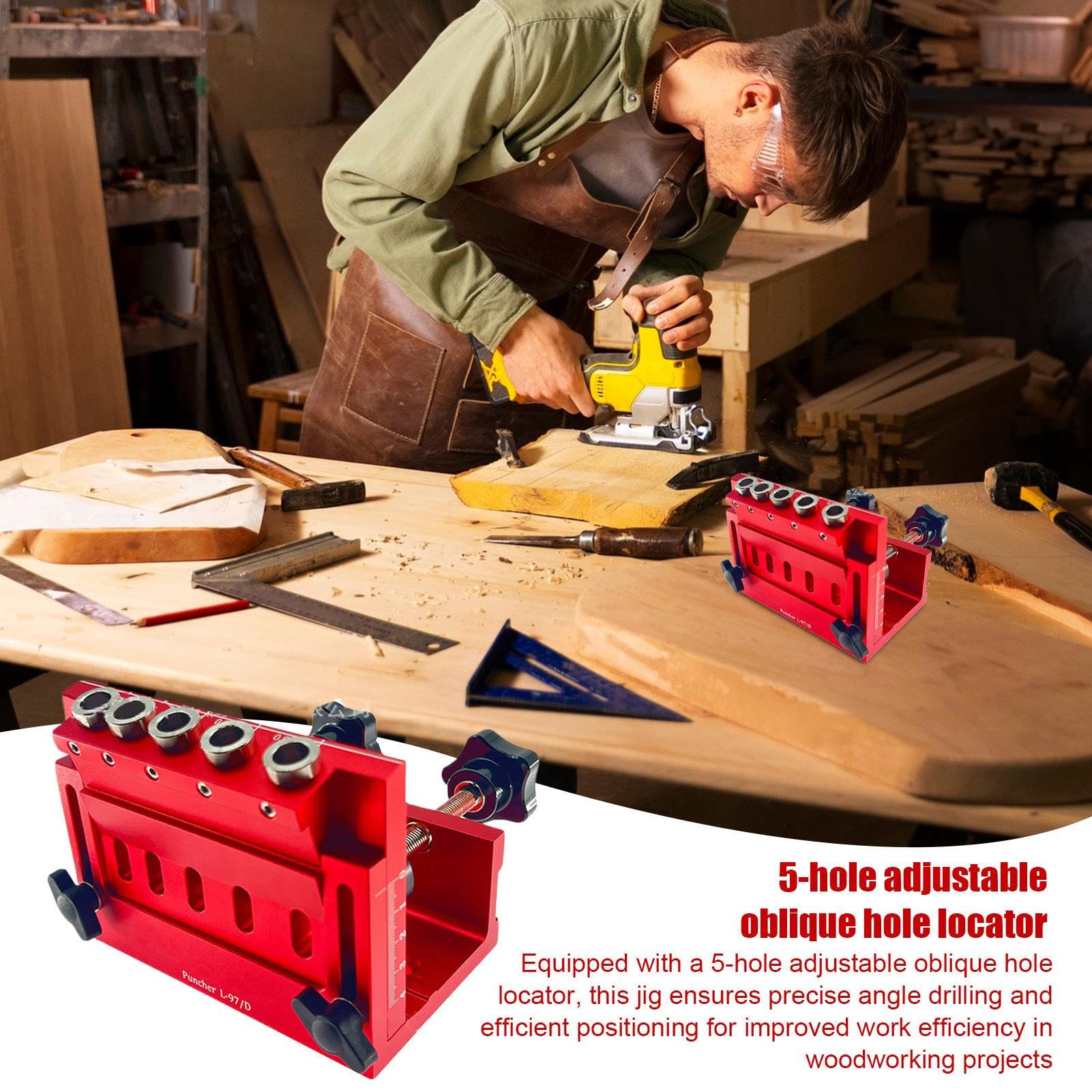 Taschenloch-n für Holzbearbeitung Lochlocator Dübel-Set | Effizienter Positionierer Führung aus Aluminiumlegierung für Tischlerei Holzbearbeitung Heimwerkerprojekte Werkzeug