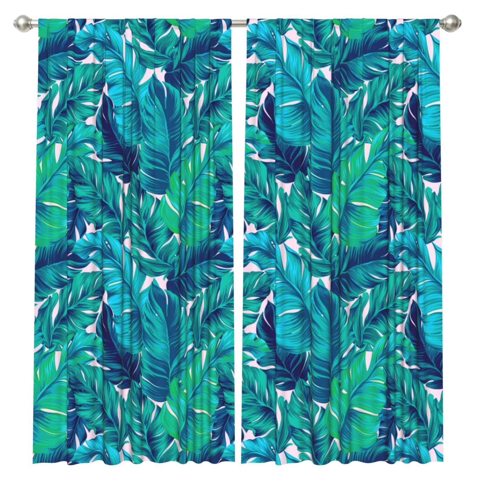 InOmak Tropical Palm, 2 Panels Window Curtains 52 x 84 Inch Blackout Curtains for Living Room Bedroom