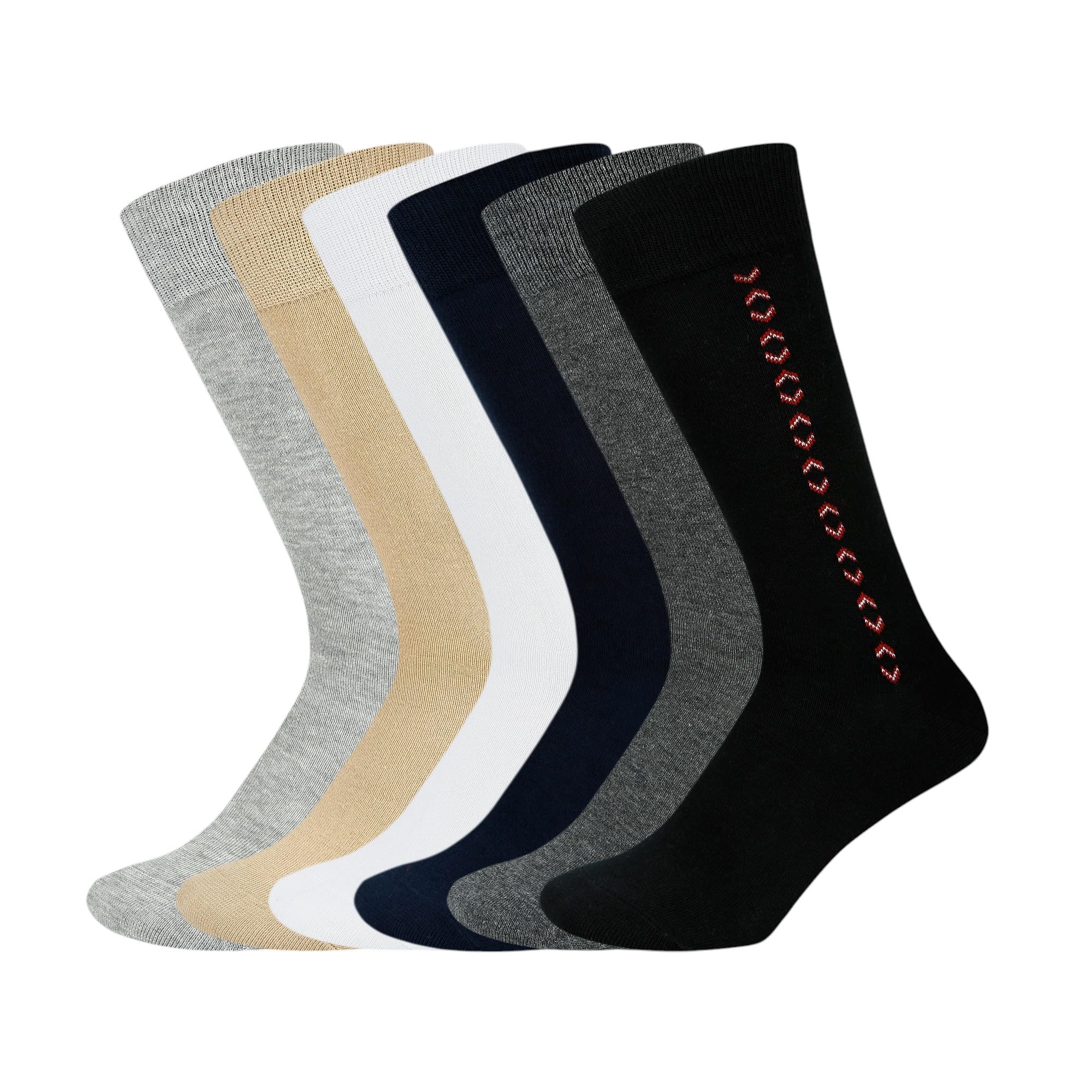 Men's Check Patterned Crew Length Cotton Socks (Free Size) Made with Cotton and Spandex - Combo Pack of 6-image-10