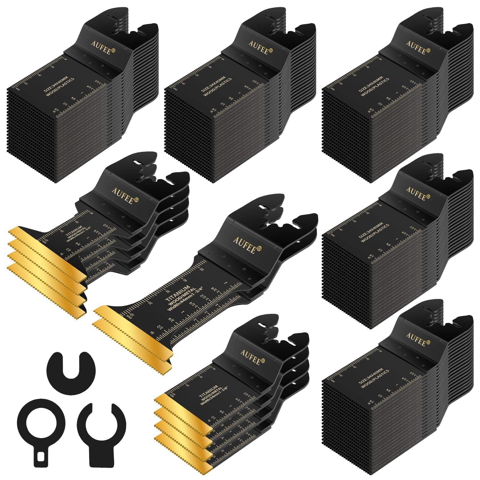 110-teiliges Multifunktionswerkzeug-Klingen-Set, professionelle Universal-Oszillierwerkzeug-Klingen für Holz, Kunststoff, Trockenbau, weiches Metall, Tianium-Sägeblätter passend für Dewalt, Rubi