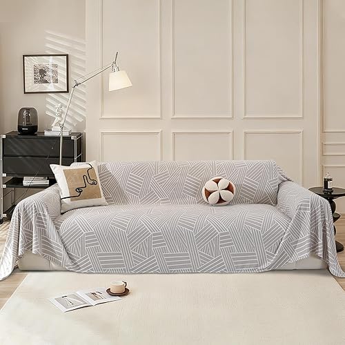 Miniatura 15 de Fundas de sofá para perros, 78x118 pulgadas, fundas lavables para sofá de 3 cojines, funda de sofá en forma de L, multiusos, fundas de sofá Blanco