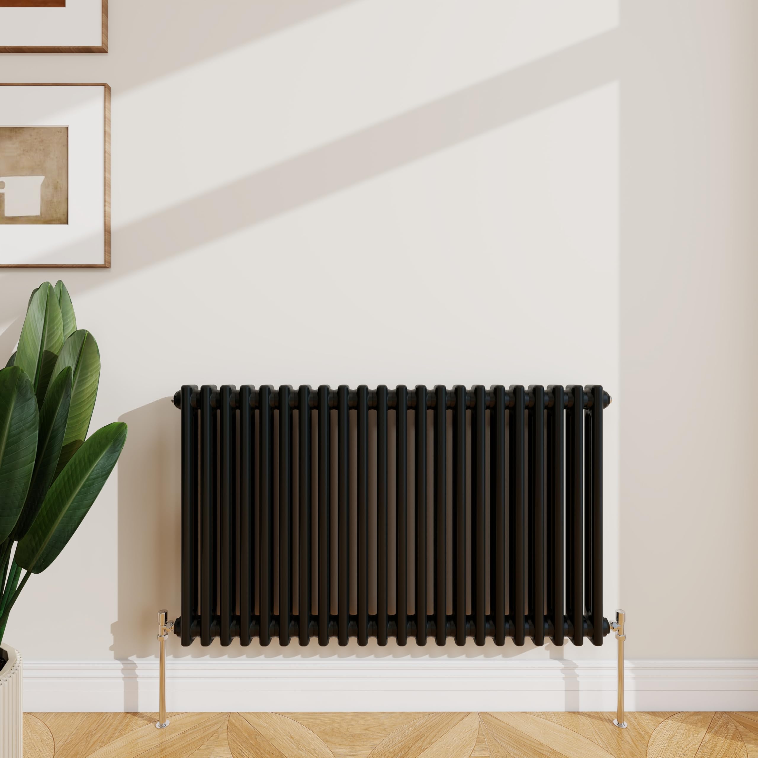 Sline Sanitary Black 600X1010mm Cast Iron Style Traditional 2 Column Horizontal Central Heating Radiator