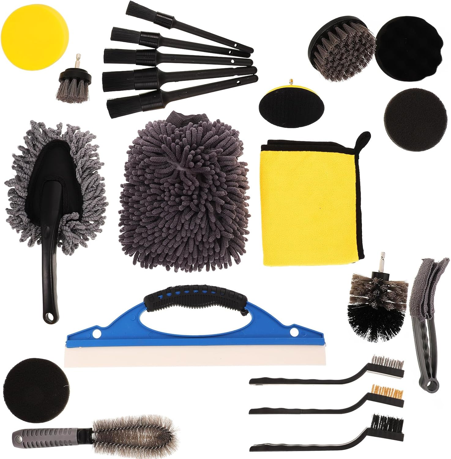 23 Pcs Car Detailing Brush Set with Wheel Hub Cleaner and Car Interior Duster, Multi-Function Auto Cleaning Kit for Tires, Wheels, and Motorcycle Chain Maintenance