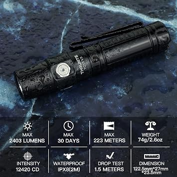 ThruNite TC15 V3 LED Flashlight, 2403 High Lumens USB-C Rechargeable Flashlights, 732ft Beam EDC Tactical Flashlight, Pocket Handheld Flash Light for Camping, Emergency & Outdoor