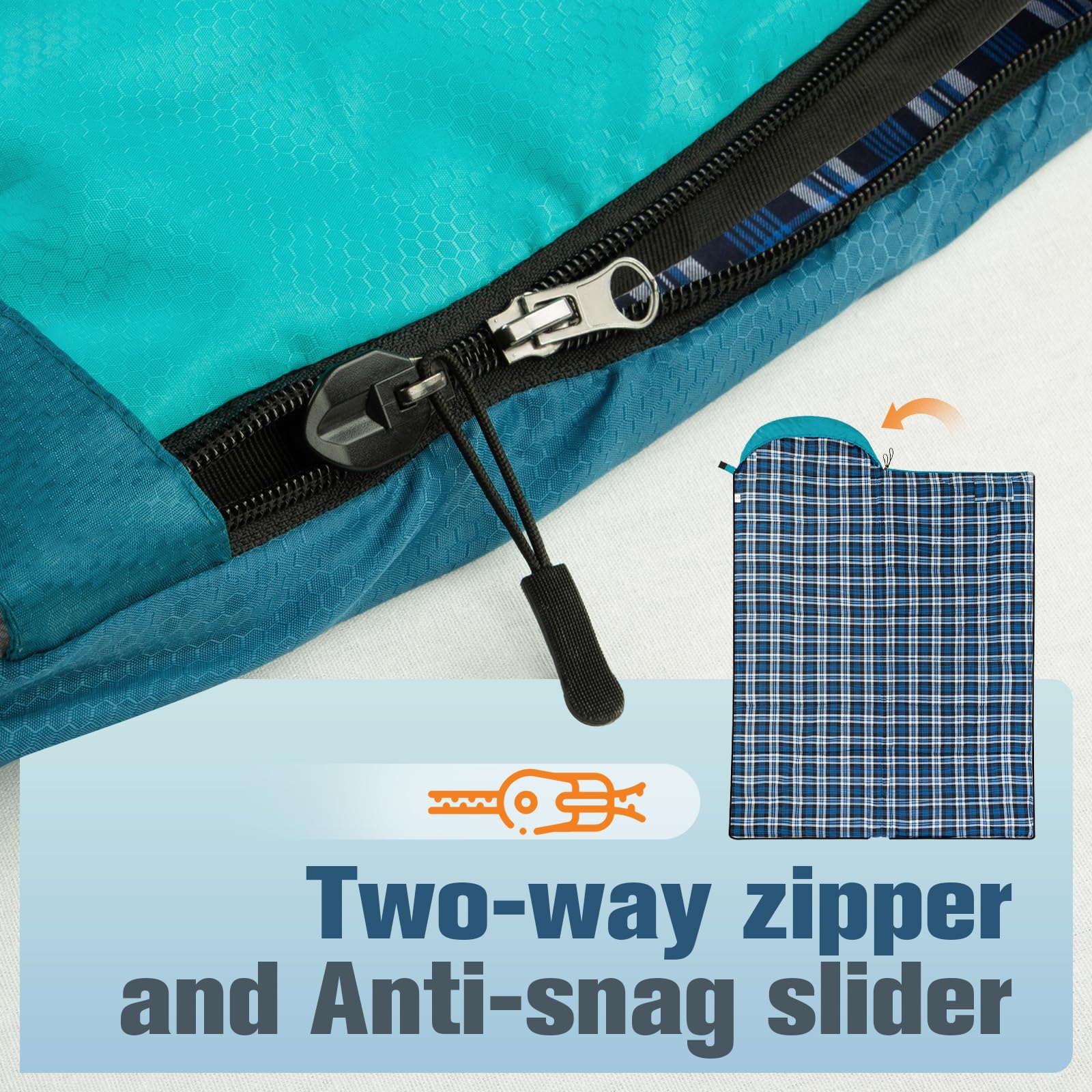 Forceatt Sacco a Pelo, 0°C-15°C Sacco a Pelo Invernale in Flanella per Adulti, Sacco a Pelo 4 Stagioni, Resistente all'Acqua, Leggero e Caldo Ideali per lo Zaino in Spalla, Interni ed Esterni.