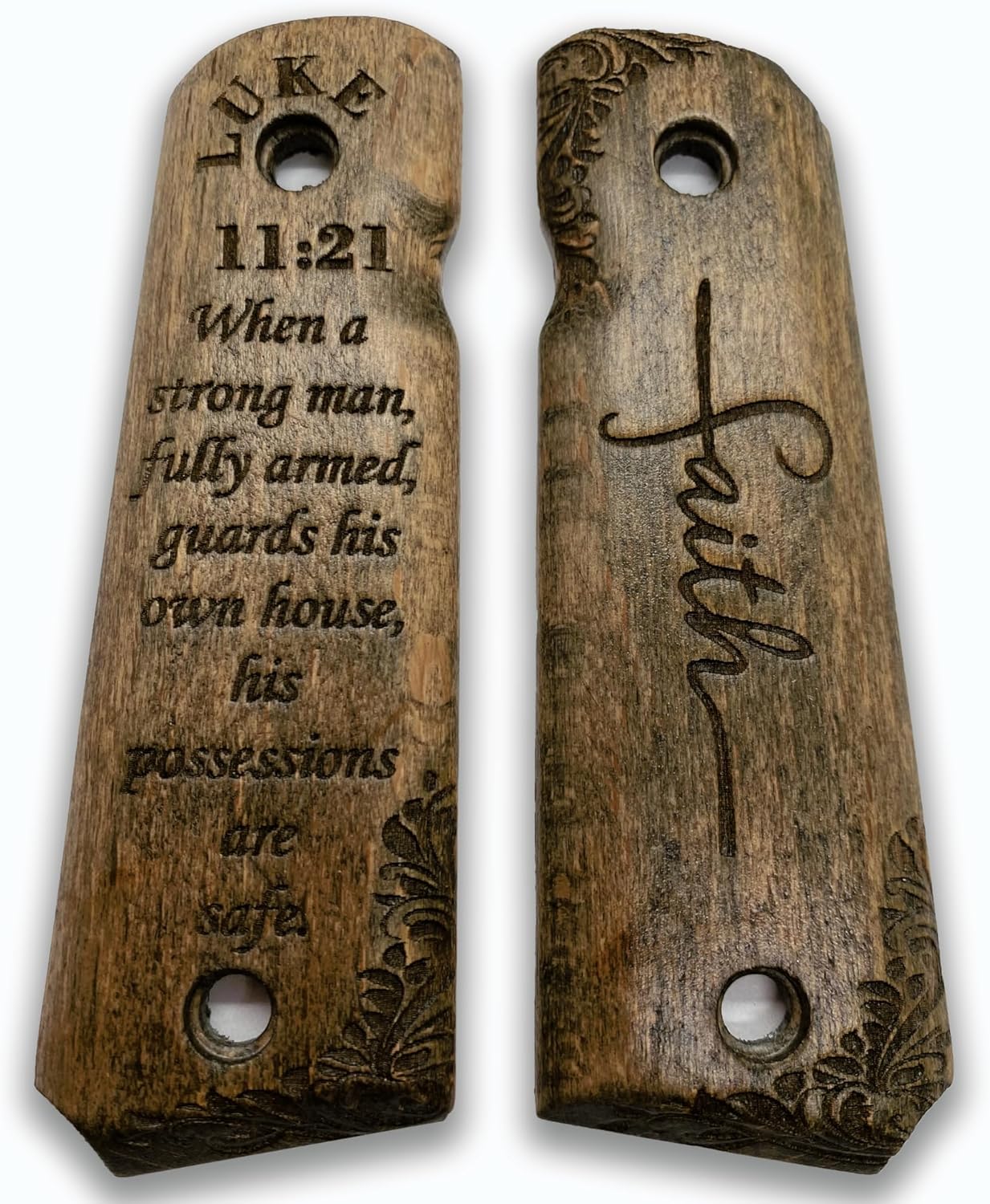 for 1911: Full Size Wooden Handgun Grips with Bible Verses Series - Fits a Wide Range of 1911 Models - 1911 Accessories