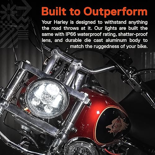 Vista 4 de TRUE MODS 5.75" (5 3/4) LED faro para Harley Davidson [acabado negro] redondo LED motocicleta faro para Dyna Street Bob Super Wide Glide Low Rider