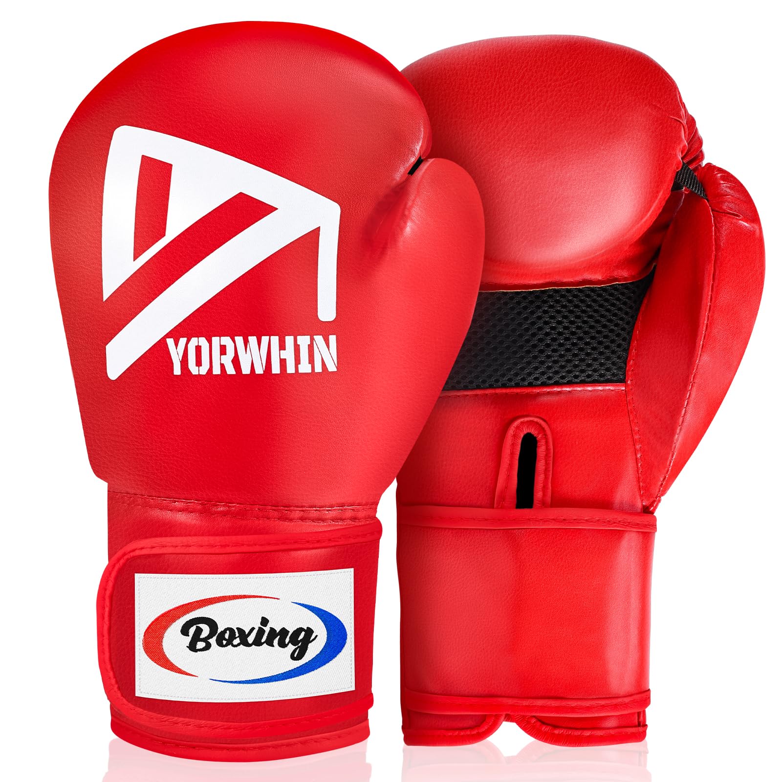 Guanti da Boxe MMA Uomo Donna Adulto per Sacco da Pugilato Kickboxing, Guanti da Pugno Pesante Muay Thai per Allenamento 12oz (Red)