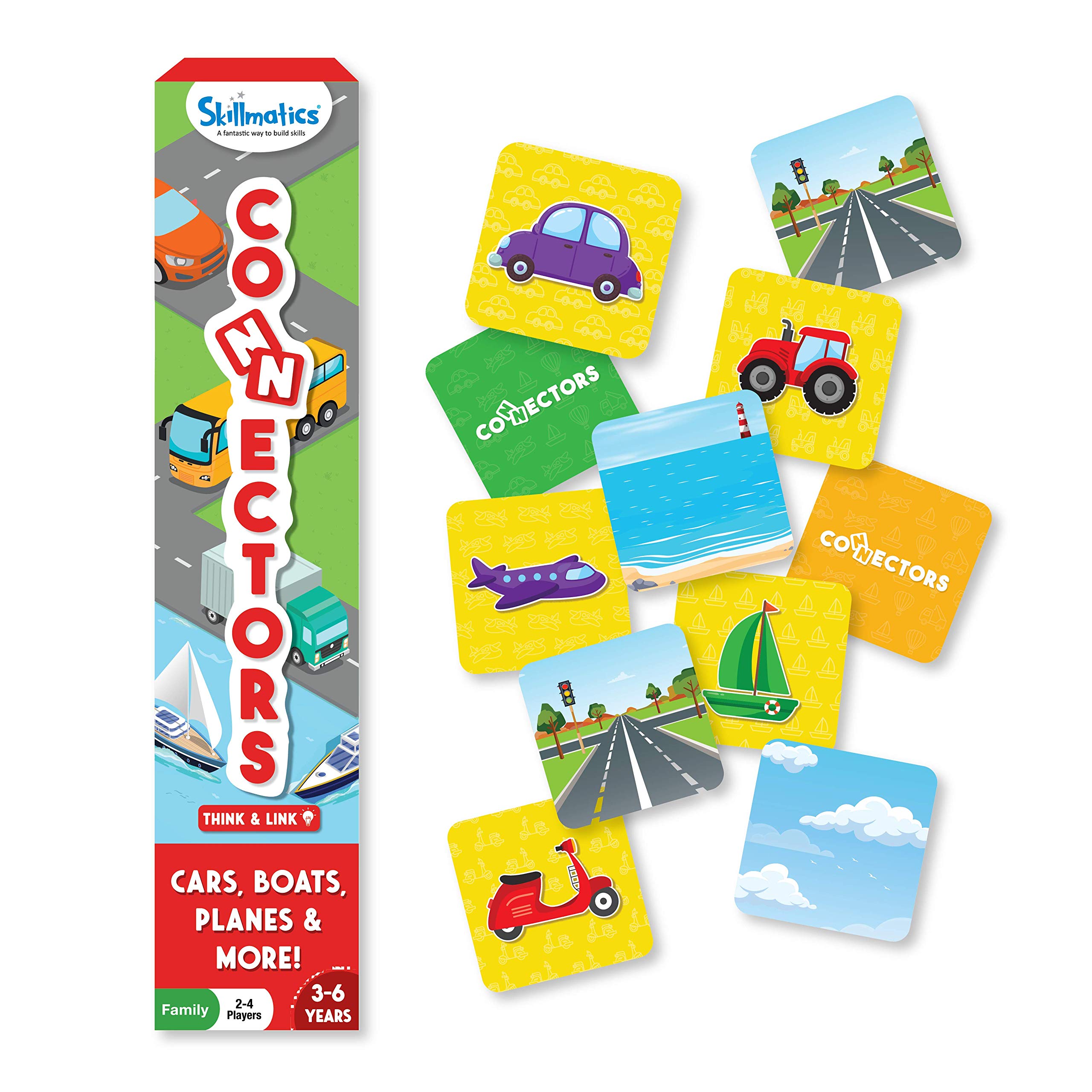 Skillmatics Educational Game - Connectors Cars, Boats, Planes & More, Fun Learning Game of Connections, Strategy & Matching, Ages 3 to 6