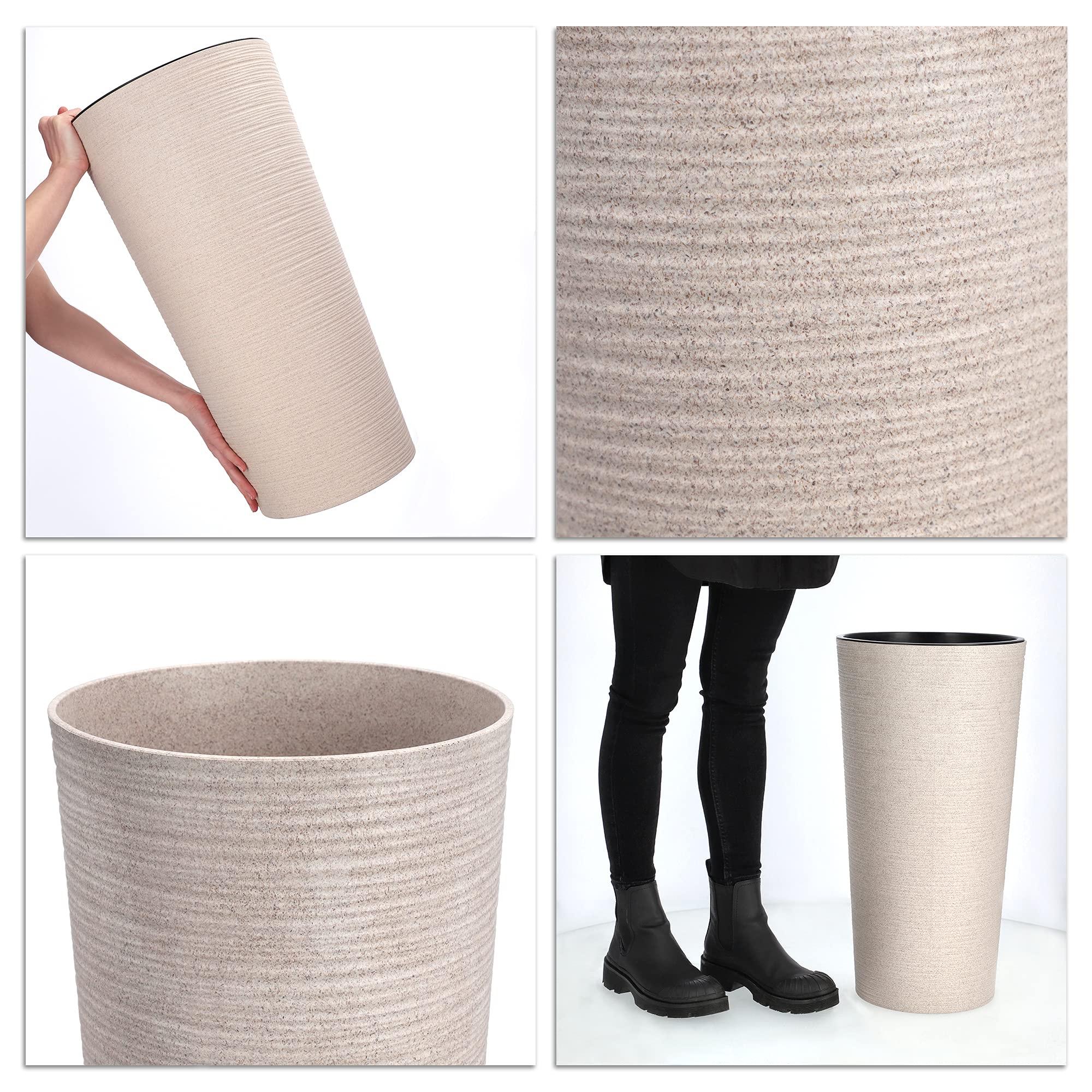 KADAX Pot de fleurs à base de copeaux de bois, élégant pot avec insert amovible, cache-pot pour le bureau, pot pour le jardin, diamètre 30 cm, crème