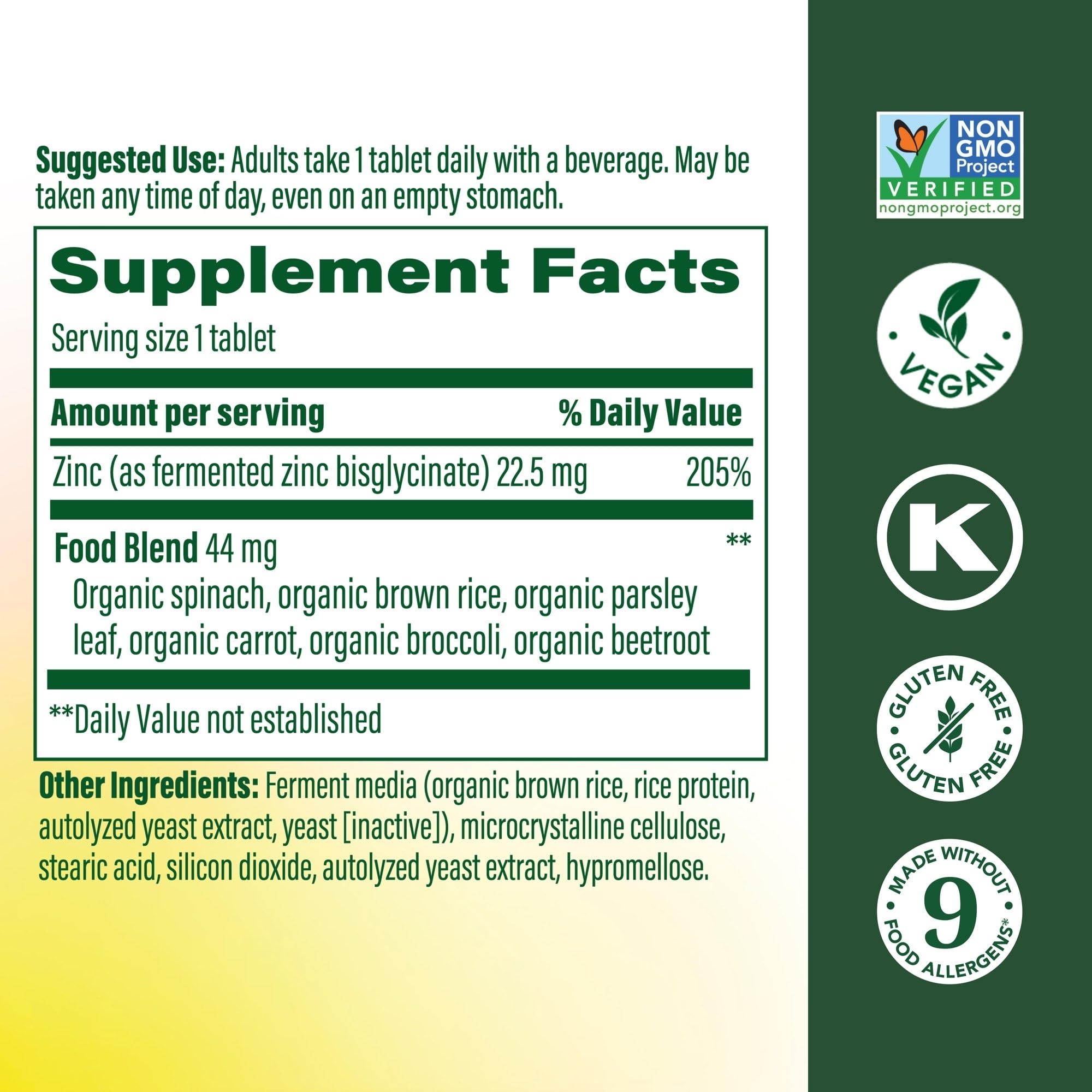 MegaFood Zinc Bisglycinate, High Absorption, Immune Support, 120 Tablets — Amazon image 3