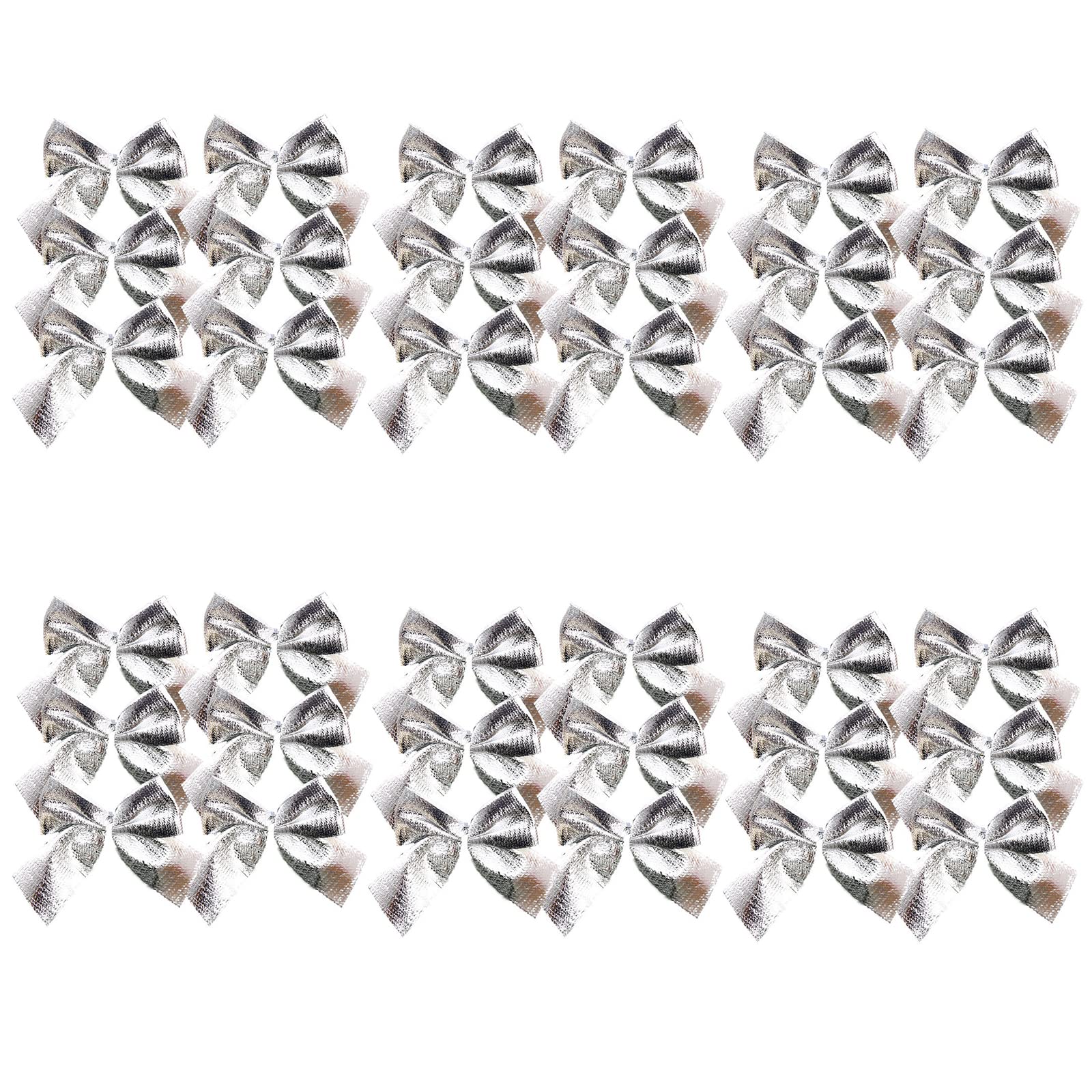Jc.upin 36 Silver Bows for Christmas Tree,Red Christmas Tree Decorations Velvet Red Bows Bowknots Xmas Tree Ornaments Mini Bows for Wreaths