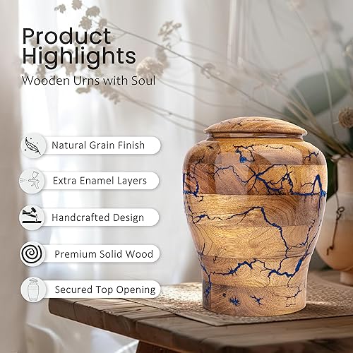 Miniatura 3 de Urnas de rayos epoxi hechas a mano para cenizas humanas, hombres y mujeres, urnas de cremación para cenizas de adultos, urnas funerarias para