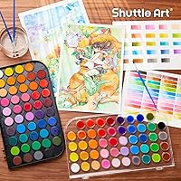 Vista 2 de Shuttle Art Watercolor Paint Set, 48 Colors Watercolor Paint Pan Set with 3 Paint Brushes for Beginners, Artists, Kids & Adults for Painting