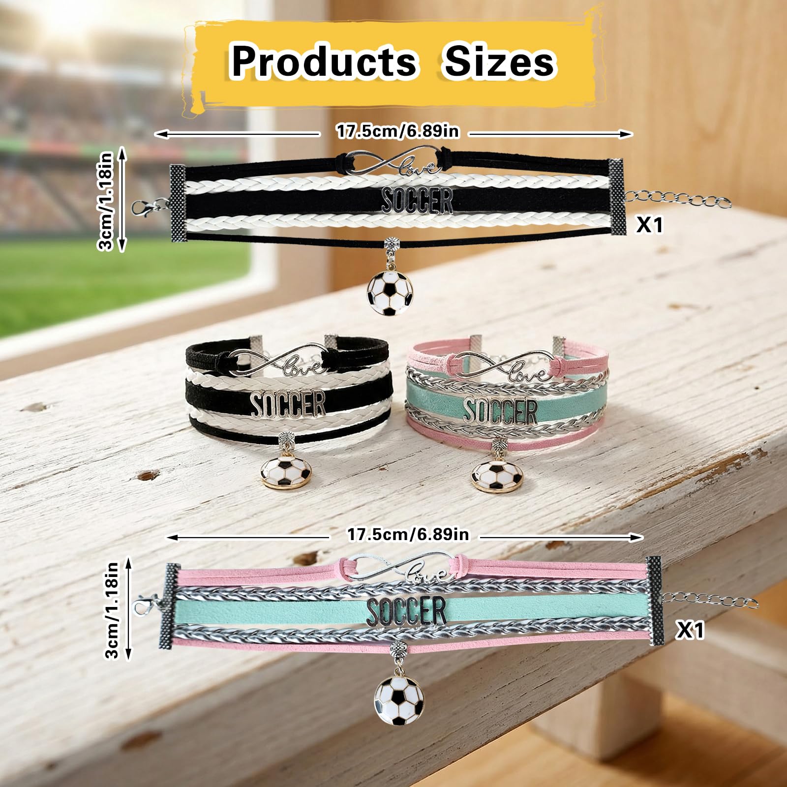 2 Sets 2026 Soccer Merchandise, Handcrafted Soccer Bracelet for Women and Teens, Football Jewelry Accessory, Football Fan Gifts, Team Gear, Fan Merch - 2